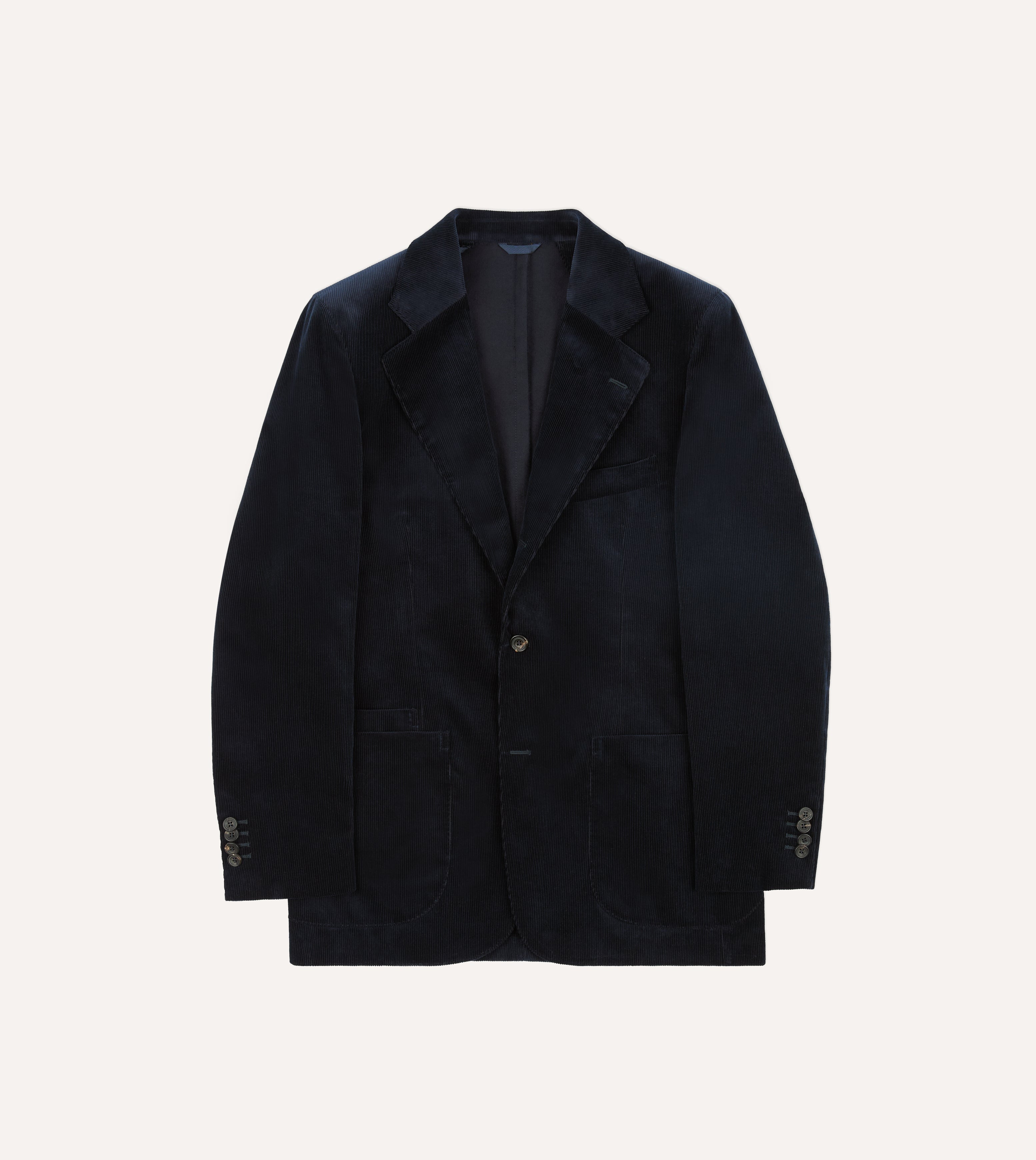 Navy Blue Mid Wale Cotton Corduroy Tailored Jacket for Men - Classic Slim Fit Blazer for Business Casual, Date Night & Fall Outfits