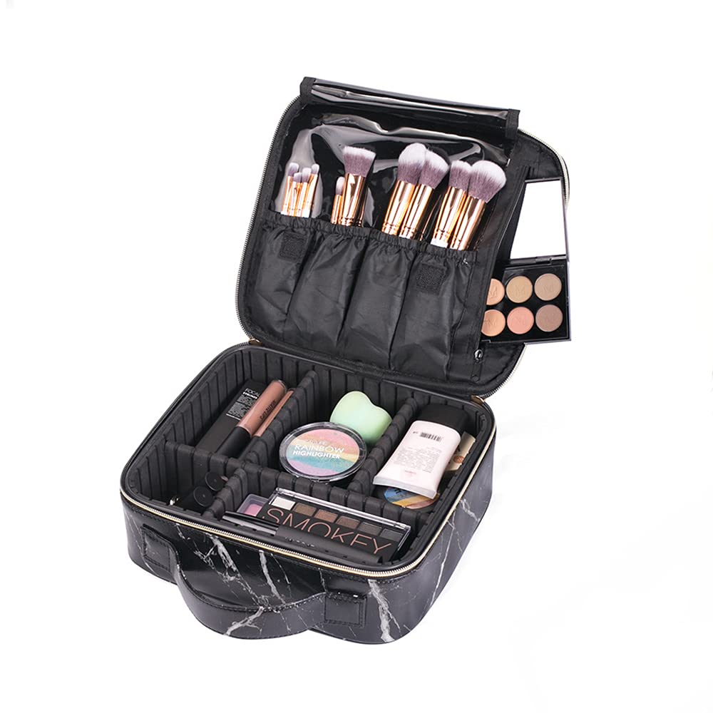 Professional Laser Makeup Train Case - Adjustable Cosmetic Organizer Bag for Women | Travel Makeup Brush & Jewelry Storage | Perfect for Travel, Salon, and Home Use