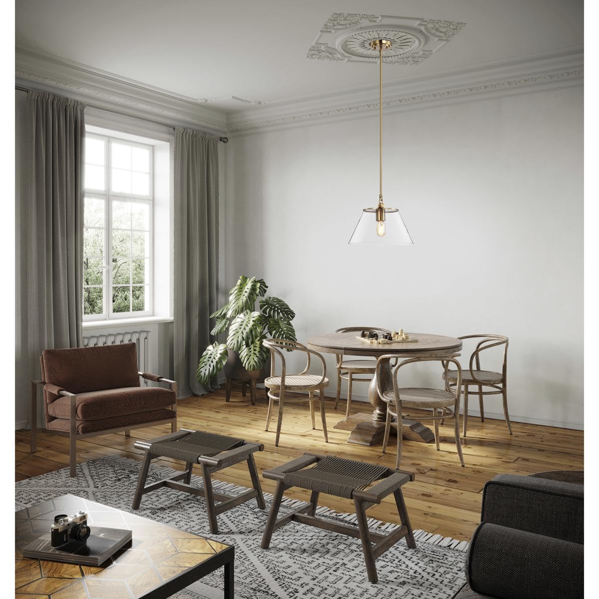 Nuvo Lighting 45923600807 Vintage Brass One Light Pendant - Perfect for Kitchen Island, Dining Room, or Entryway Lighting