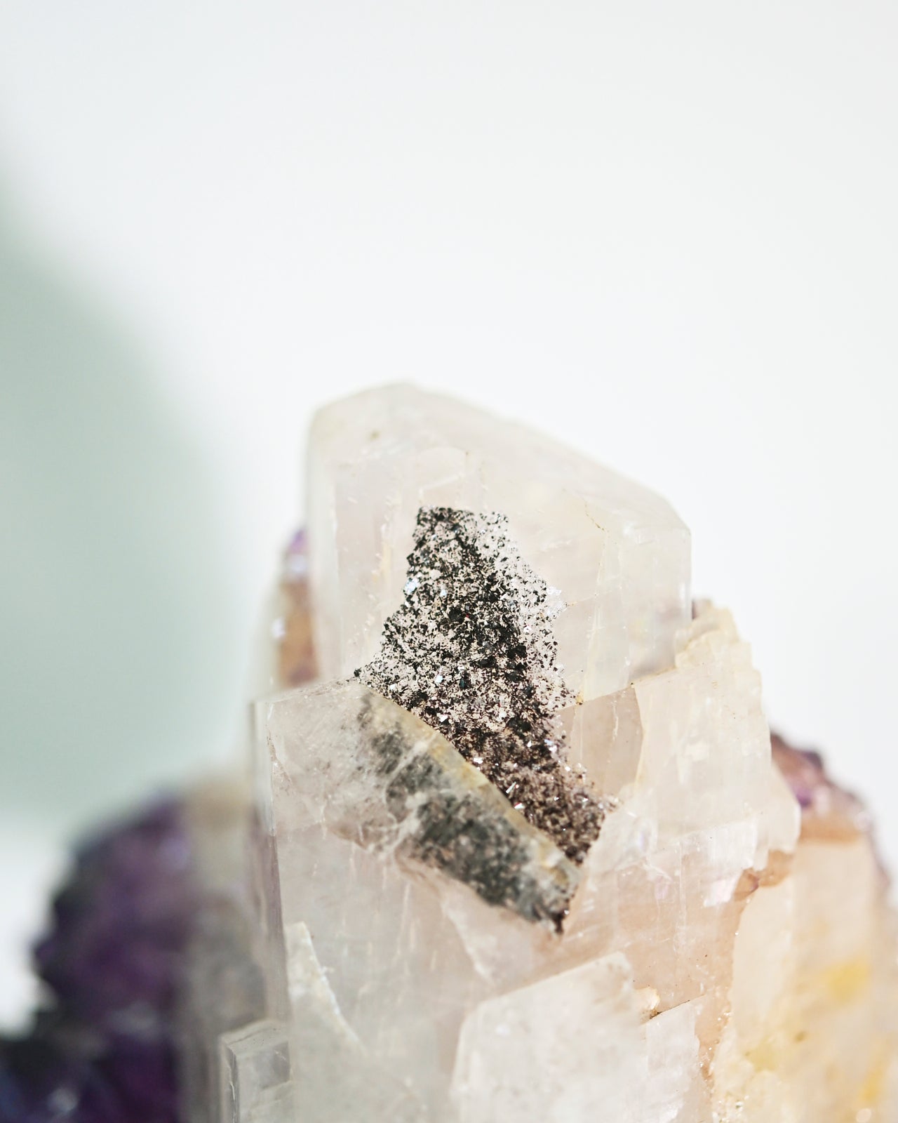 Natural Amethyst Calcite Goethite Geode on Stand - 8lbs Large Crystal Cluster for Home Decor, Meditation & Healing