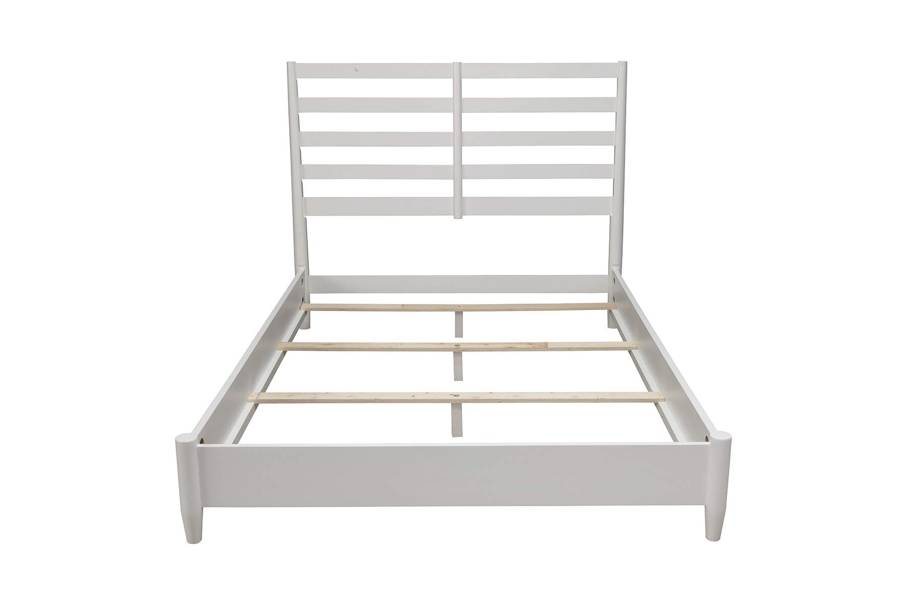 Alpine Furniture Flynn Full-Size Platform Bed Frame in White - Modern Minimalist Bedroom Furniture for Small Spaces & Apartments