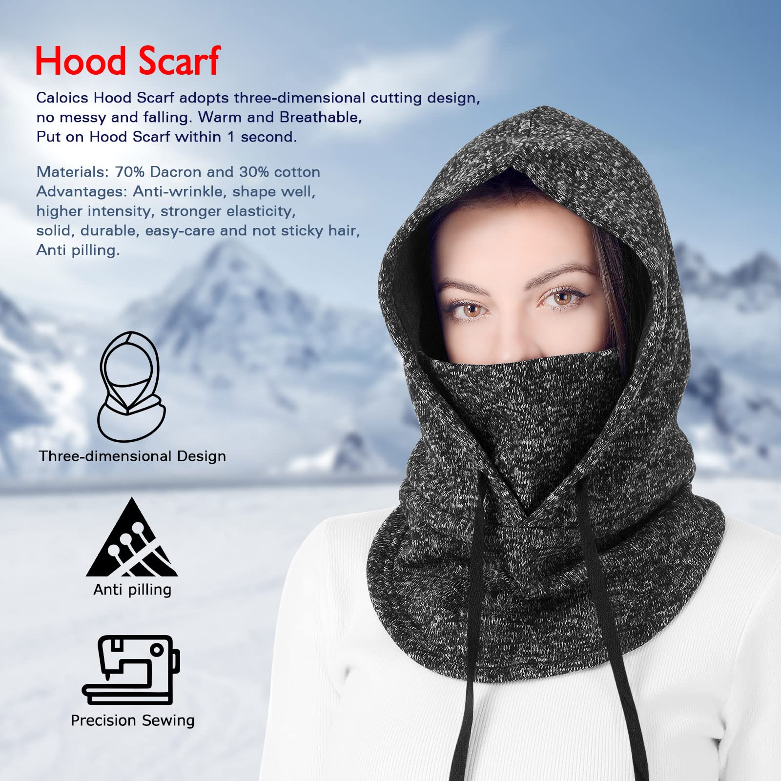 C CALOICS Ski Mask Winter Balaclava - Windproof Face Cover for Men & Women - Cold Weather Protection for Skiing, Snowboarding, Motorcycle Riding & Outdoor Activities