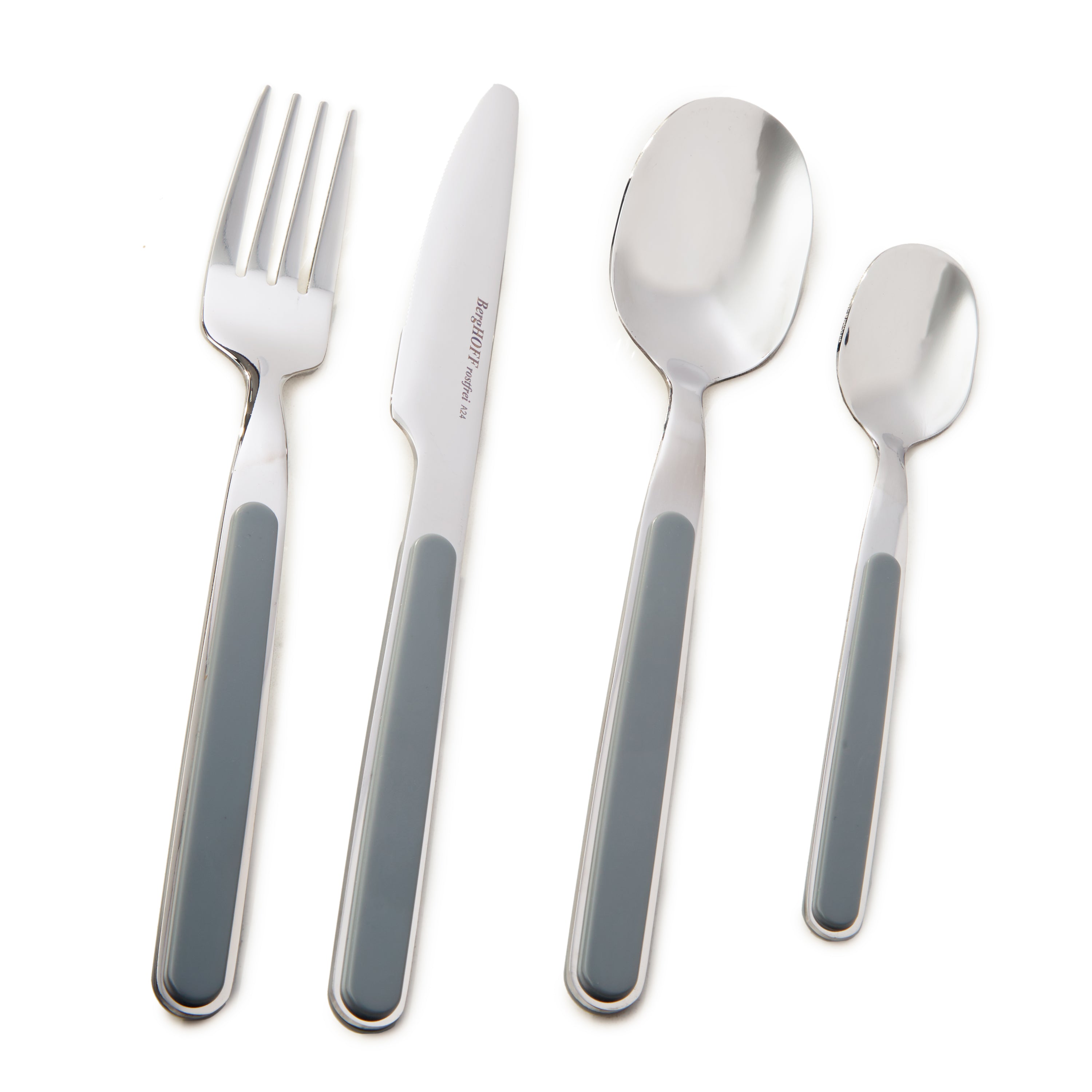 BergHOFF Leo Balance 24-Piece Stainless Steel Flatware Set in Moonmist - Elegant Dinnerware for Formal Dining, Wedding Gifts & Home Entertaining
