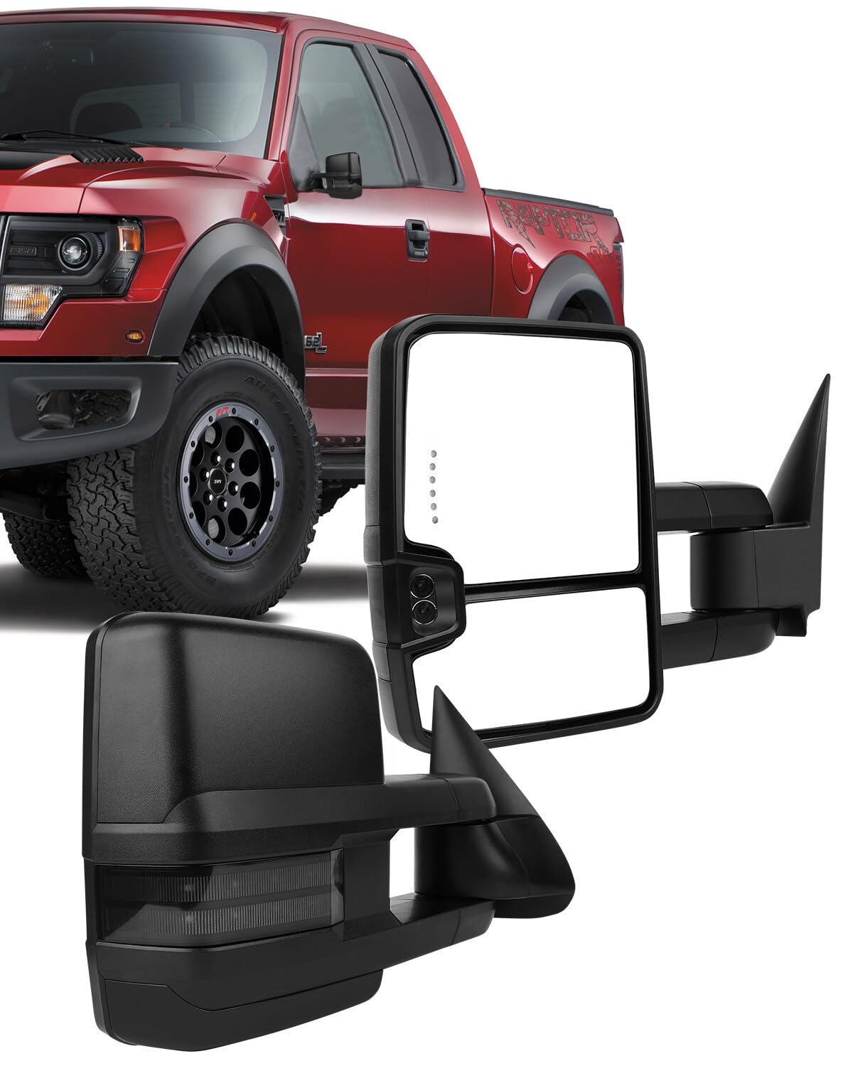 ECCPP Power-Adjustable Towing Mirrors for 1988-1998 Chevy/GMC C1500/K1500 - Black Housing with Turn Signal Lights (Left & Right) - Perfect for Trailering, Towing Boats & Enhanced Road Visibility