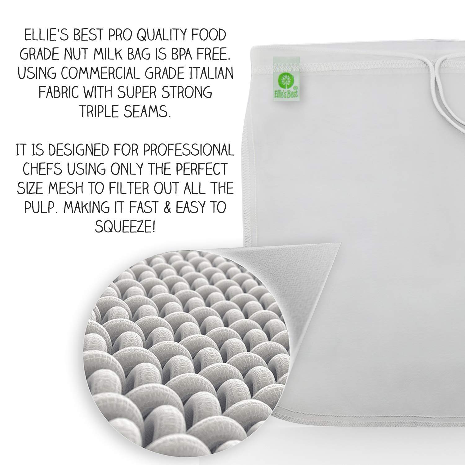 Premium Nut Milk Bag XL 12x12 Inches - Organic Sprouting Almonds 3lb Bundle - Perfect for Homemade Almond Milk, Cheesecloth Filtering & Raw Food Preparation
