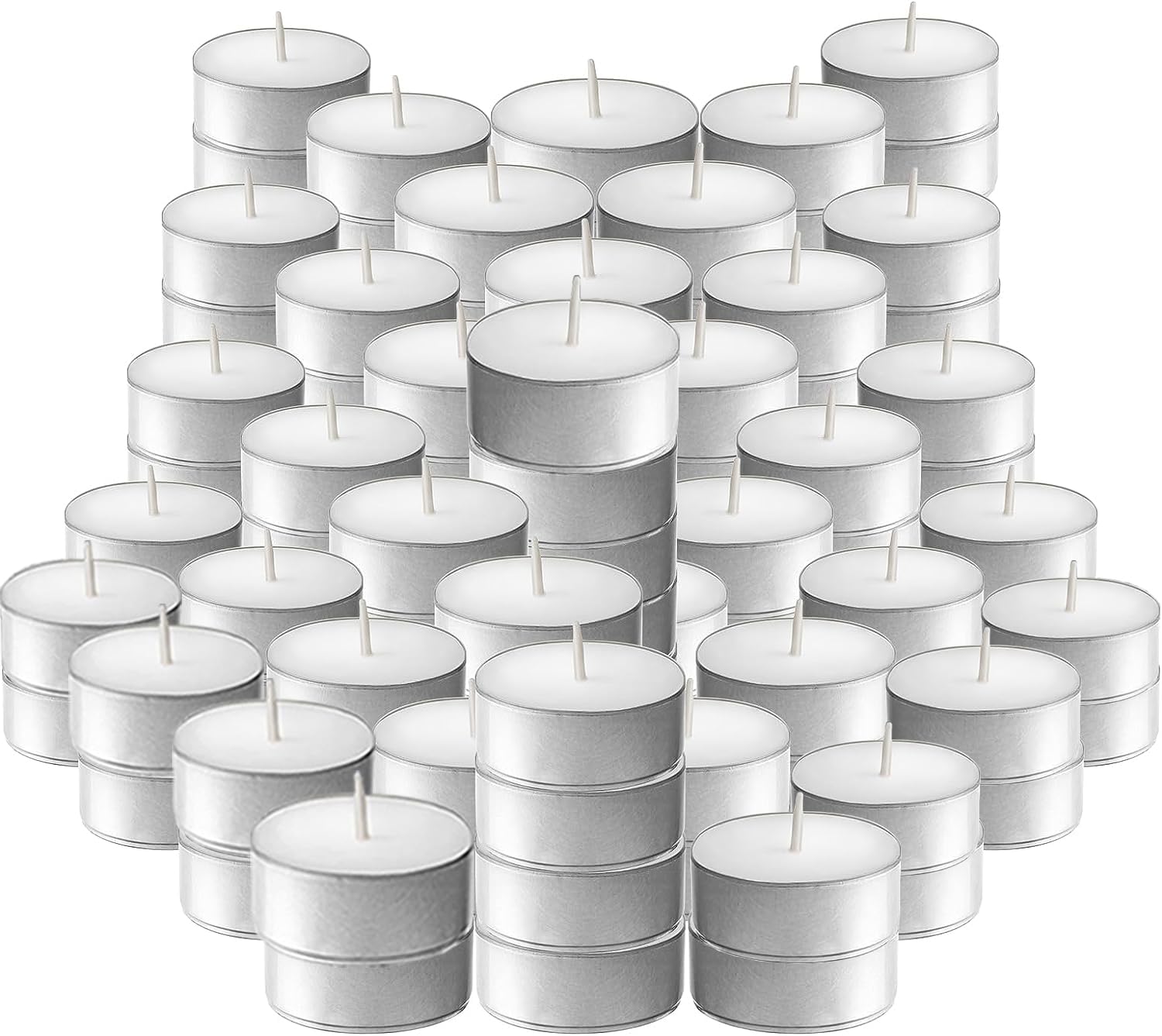 Unscented White Tea Light Candles - 100 Pack, Smokeless & Dripless, 4-Hour Burn Time for Weddings, Home Decor, Pool Parties & Shabbat - Bulk Long-Lasting Flameless Candles for Romantic Ambiance & Special Occasions