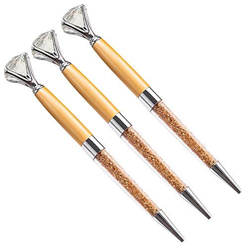 Sun Kea 3-Pack Luxury Crystal Diamond Ballpoint Pens - 1.0mm Black Ink Smooth Writing Metal Pens for Office, Business Gifts & Promotional Giveaways (Elegant Desk Accessory for Professionals & Students)