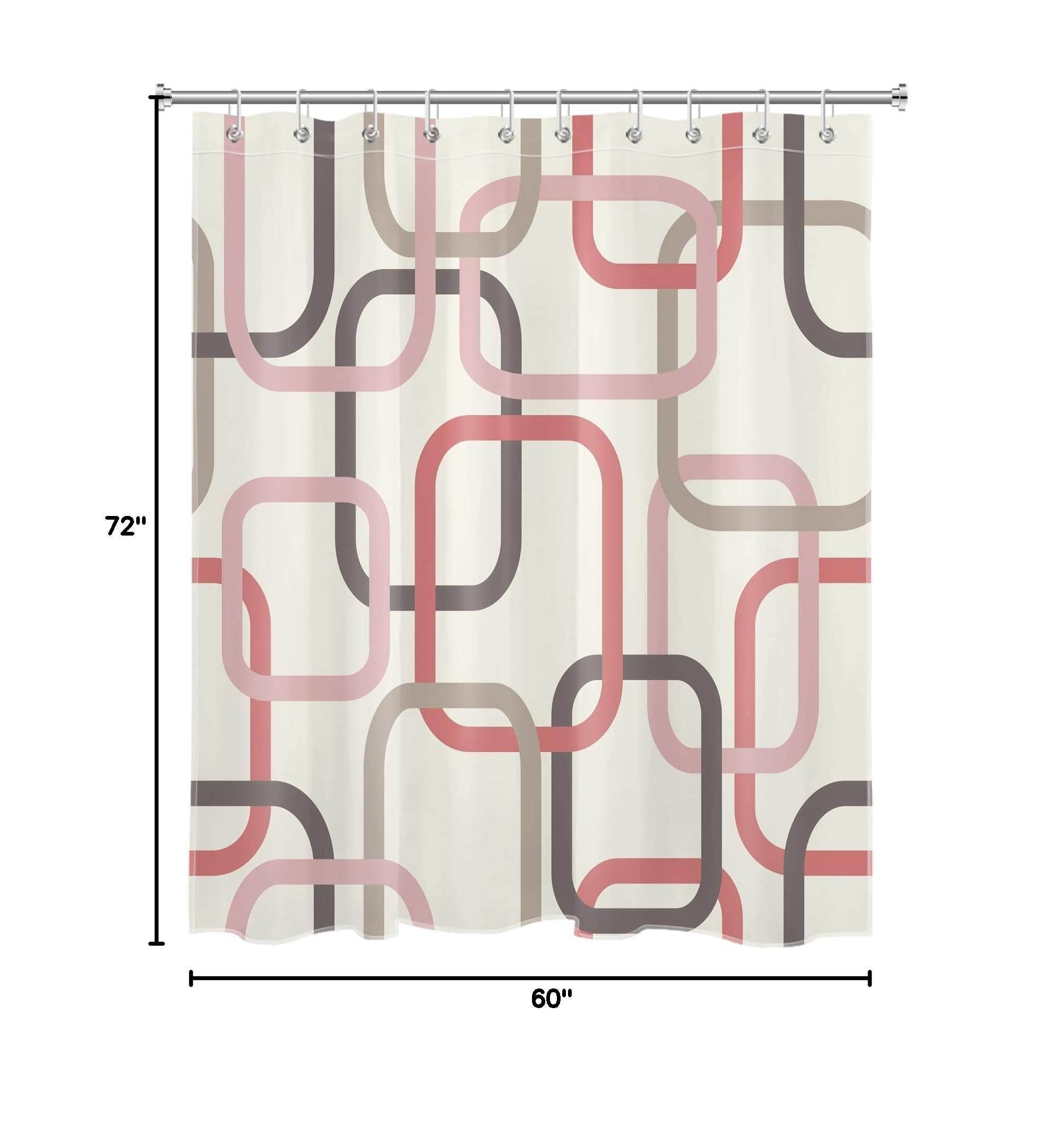 HVEST Modern Geometric Shower Curtain - Grey & Pink Bathroom Decor with Hooks, Waterproof Polyester Fabric Bath Curtain 60x72 Inches for Stylish Home & Apartment Bathroom Upgrade
