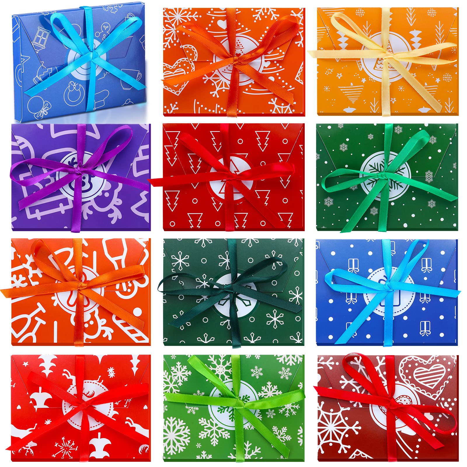 Christmas Gift Card Holder Boxes 48pcs - Decorative Wrapped Envelopes with Ribbon for Holiday Gifts & Party Decor