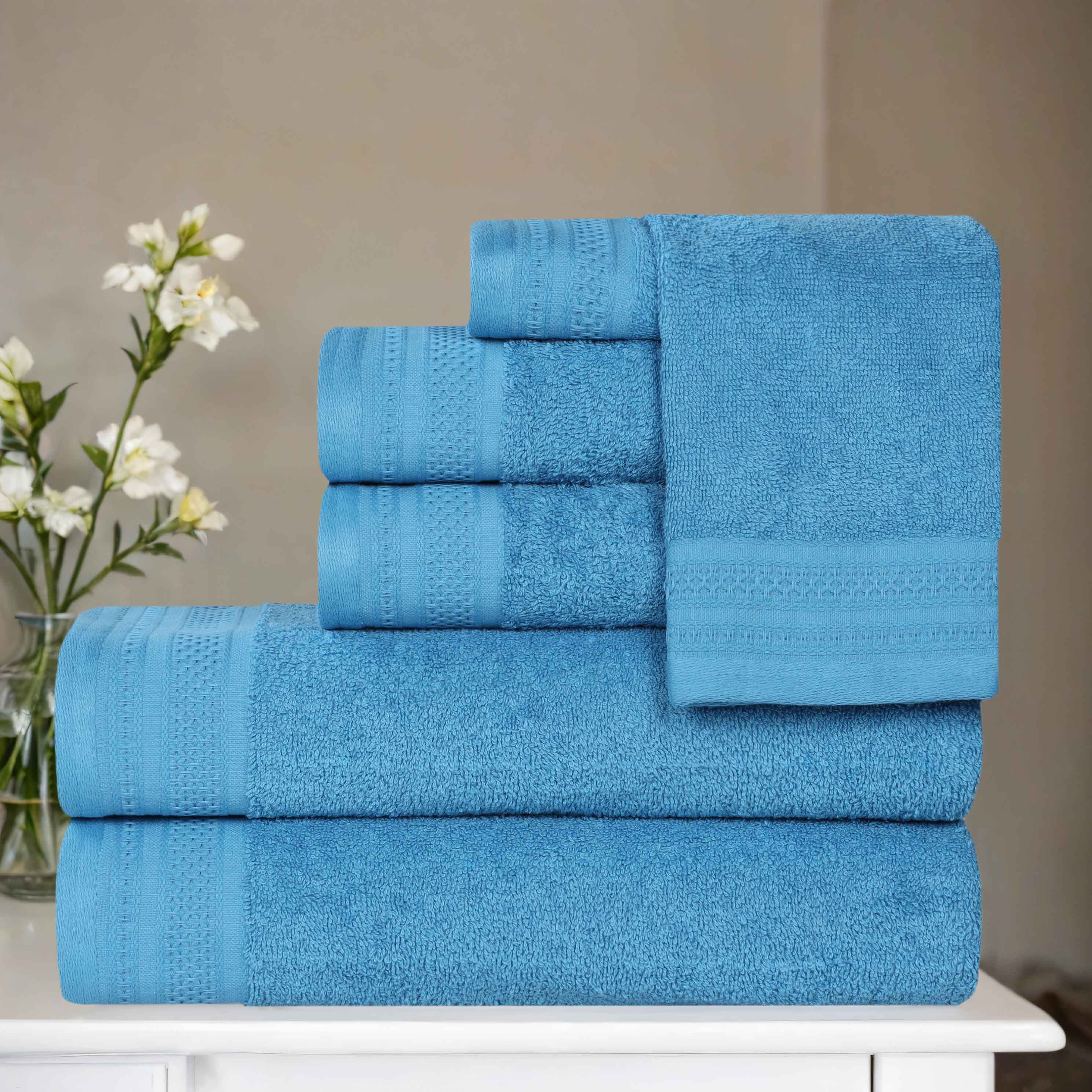Premium Honeycomb Waffle Weave Cotton 6-Piece Bath Towel Set - Ultra Soft & Absorbent Luxury Towels for Spa, Bathroom & Guest Use
