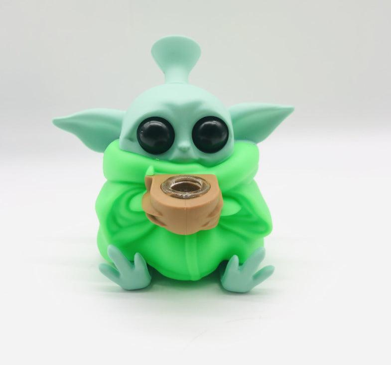 Premium Silicone Yoda Smoking Pipe - Cute Alien Design Hand Pipe for Tobacco & Herbs | Portable, Durable & Easy to Clean | Perfect for Home Use, Travel & Gifts