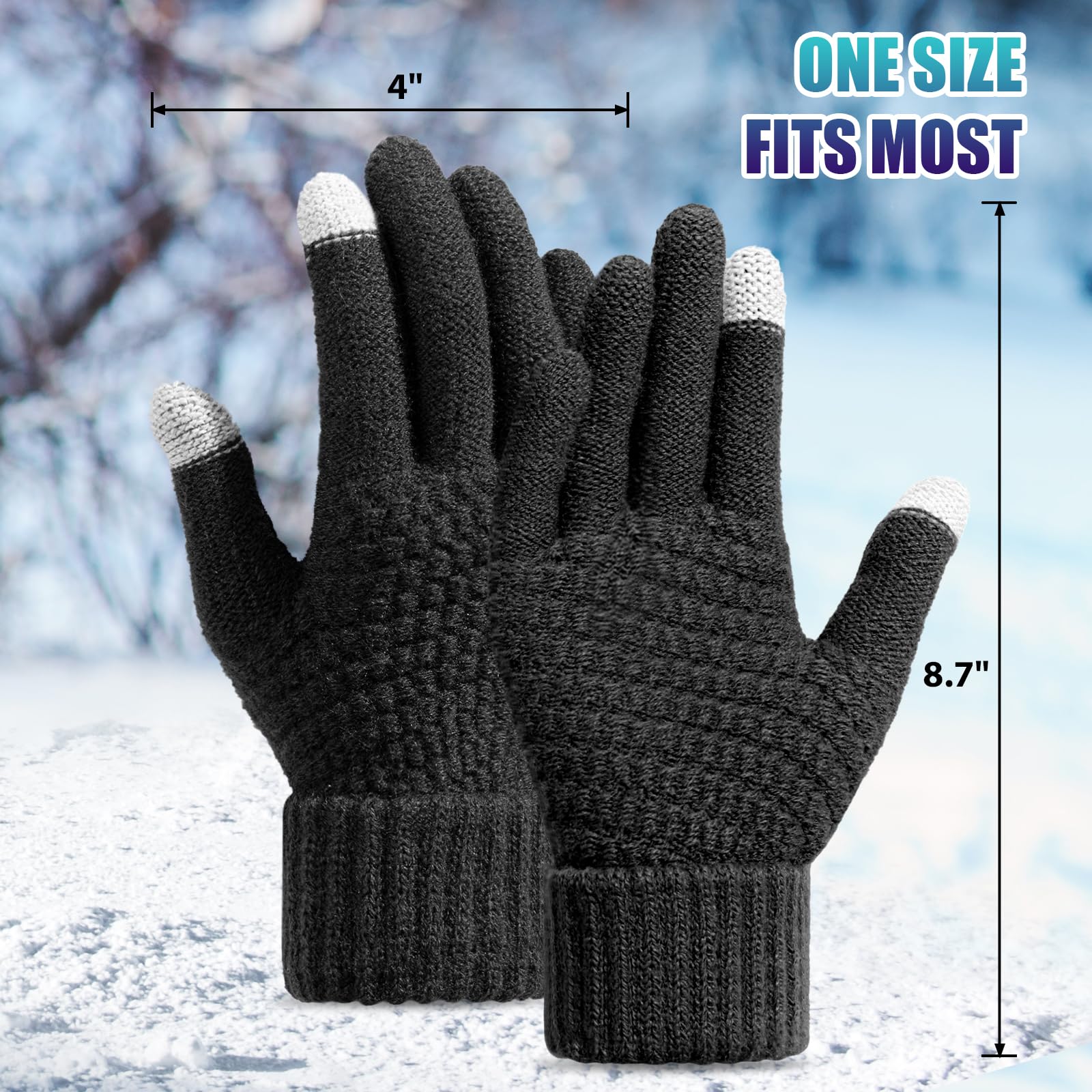 Premillow Winter Gloves for Women - Touchscreen Compatible, Warm Knit Gloves with Elastic Cuff for Cold Weather - Perfect for Driving, Skiing & Outdoor Activities