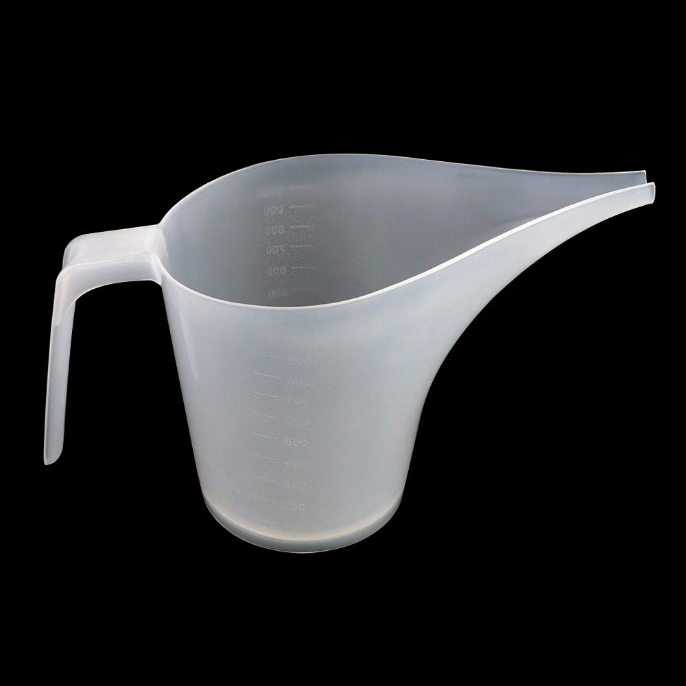 4 Pack Plastic Funnel Pitcher with Long Spout - 32oz (1000ml) Large Capacity Measuring Cup for Baking, Cooking & Soap Making - Perfect for Pancake Batter, Muffins, Cakes & DIY Crafts