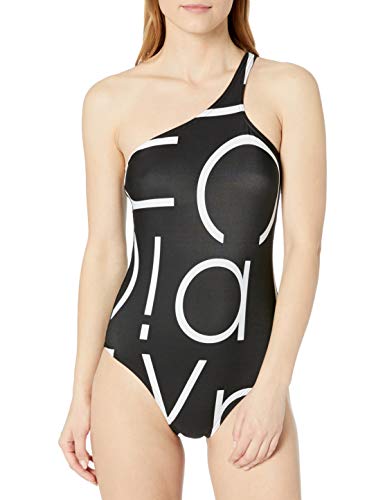 Calvin Klein Women's Classic Logo One Piece Swimsuit - Perfect for Beach Vacations, Pool Parties & Summer Getaways