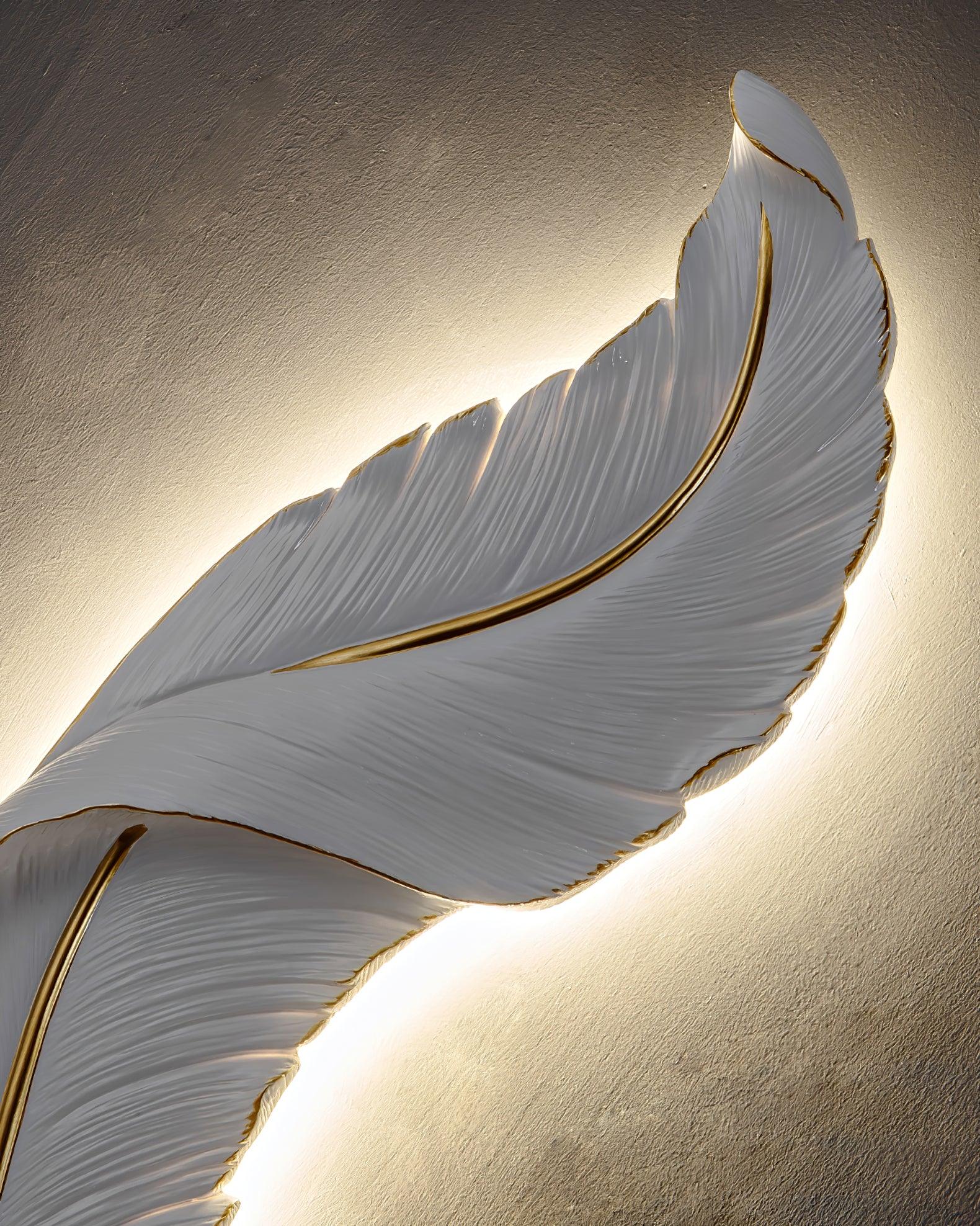 Feather Wall Lamp - Modern Boho Bedroom Lighting for Home Decor, Nursery & Living Room - Soft Ambient Light for Relaxation & Cozy Atmosphere