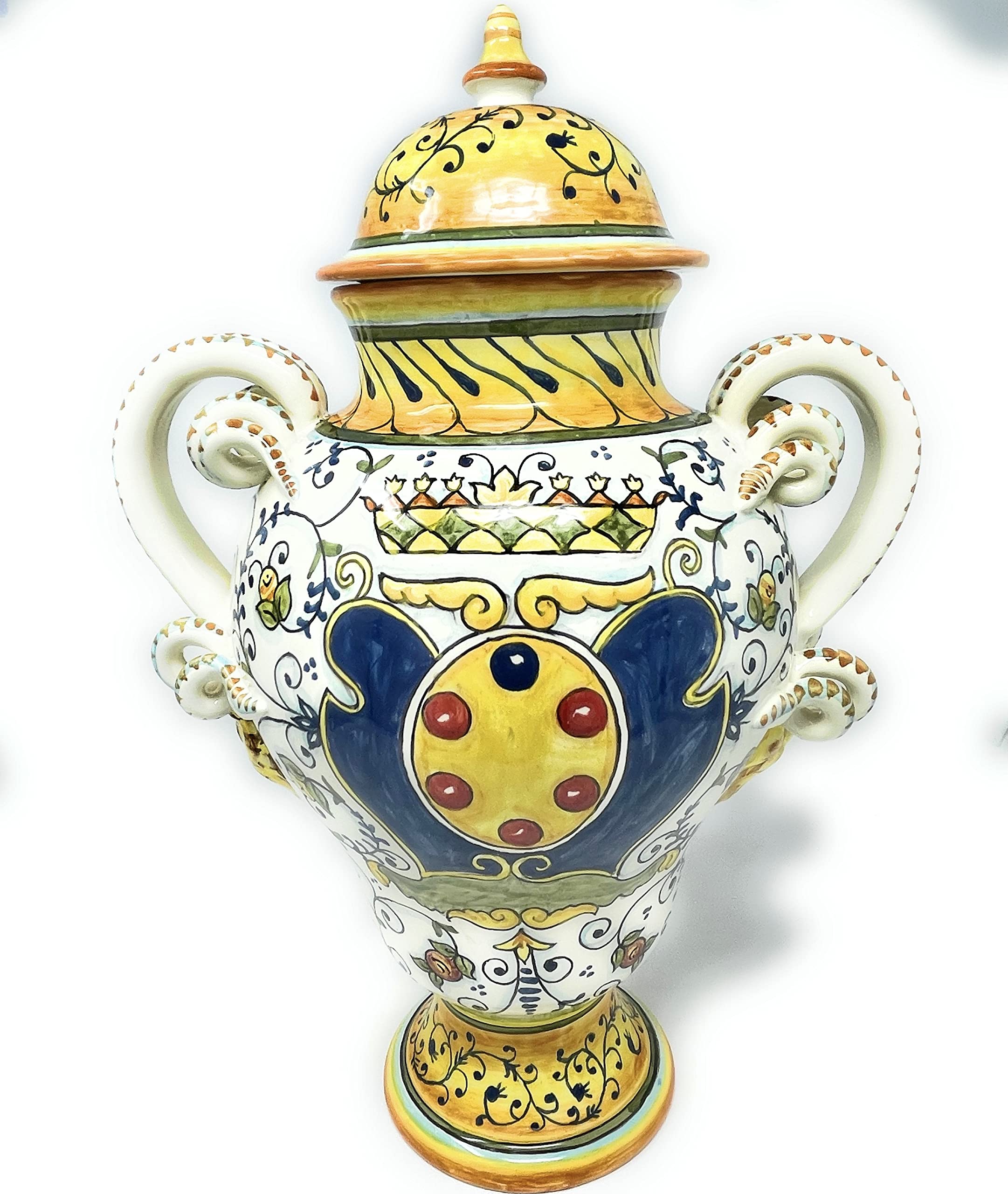 Italian Ceramic Amphora Vase - Hand Painted Tuscan Art Pottery Made in Italy | CERAMICHE D'ARTE PARRINI | Perfect for Home Decor, Wedding Centerpieces & Mediterranean Style Interiors