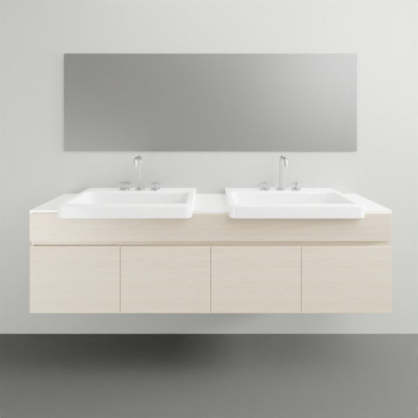 ADP Glacier Lite Semi-Recessed Vanity with Solid Surface Top - Slim Modern Bathroom Sink Cabinet for Small Spaces, Perfect for Powder Rooms & Guest Baths