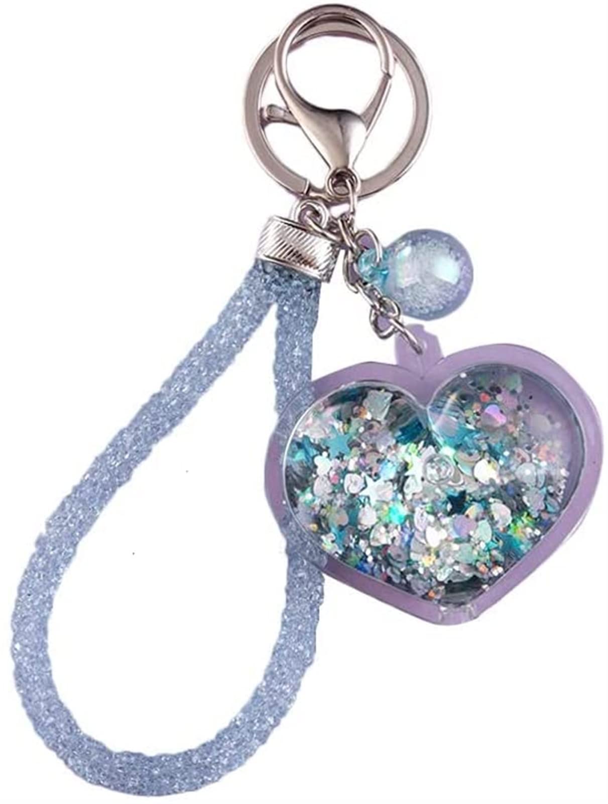Personalized Heart Keychain for Women - Cute Blue Love Pendant Keyring with Wristlet - Perfect Gift for Girlfriend, School Bag Charm, Purse Accessory (4.3 x 1.3 x 2.2 inches) - Great for Valentine's Day, Birthdays & Friendship Gifts