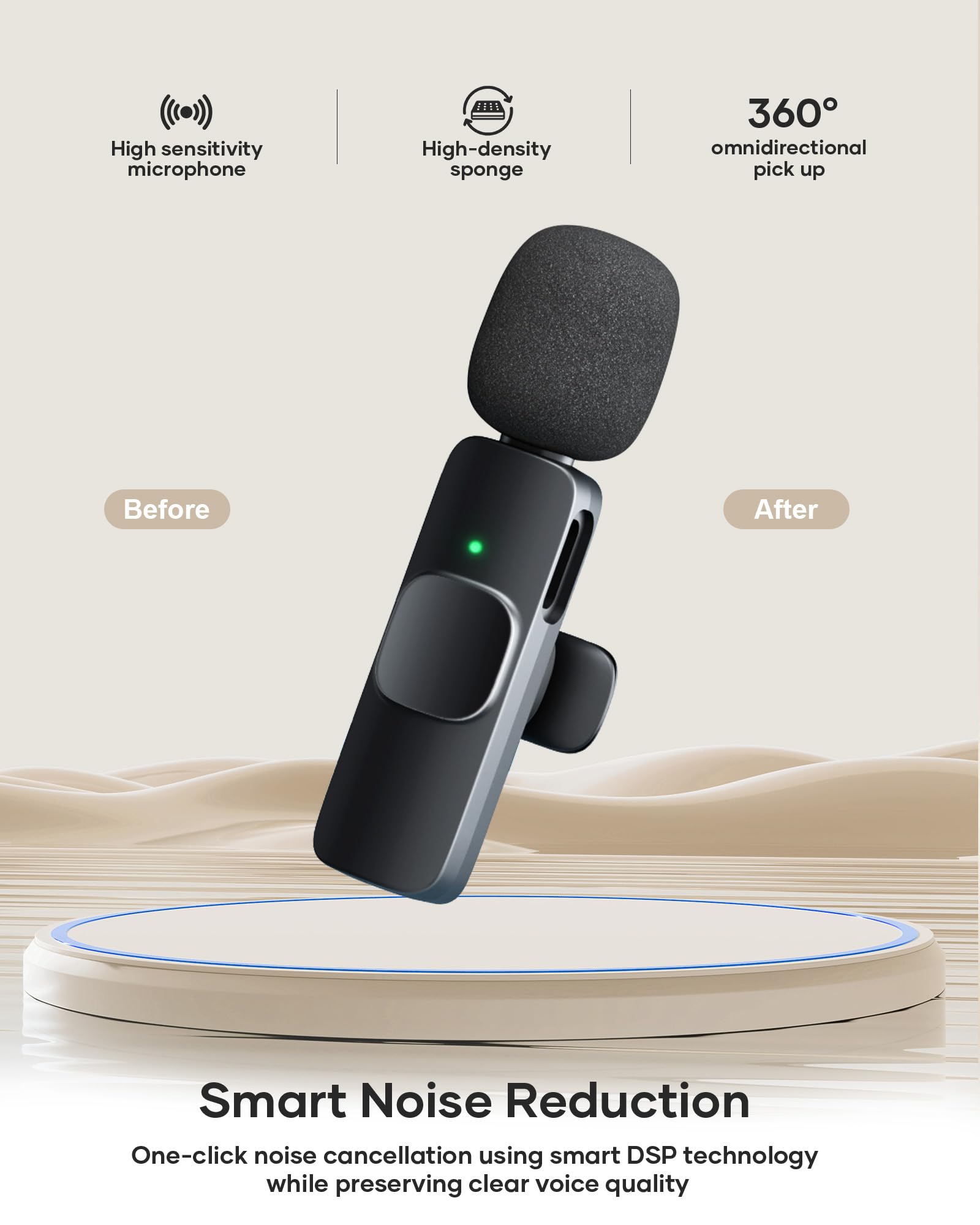Best Wireless Lavalier Microphone for YouTube, Podcast & Streaming - Noise Cancelling Clip-on Mic for iPhone, Android, Camera - Perfect for Vlogging, Interviews & Live Performances