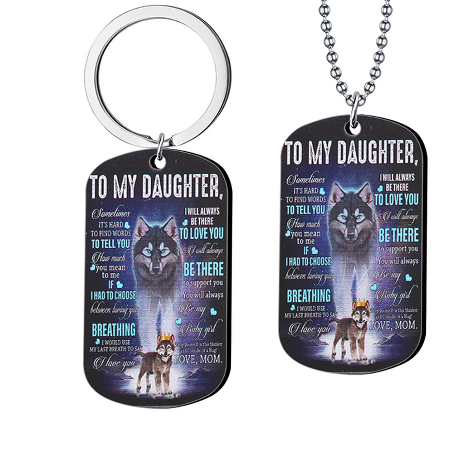 My Daughter Keychain & Necklace Jewelry Set - Inspirational Gift from Mom for Birthday, Graduation - I Love You Daughter Keepsake for Special Occasions | Perfect for Mother-Daughter Bonding & Heartfelt Moments