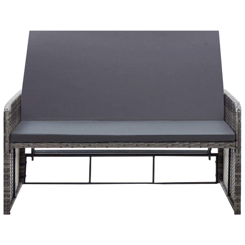 Premium 2-Piece Gray Poly Rattan Patio Lounge Set with Sofa & Storage Footstool - Weather-Resistant Outdoor Furniture with Cushions for Garden, Poolside, and Backyard Relaxation