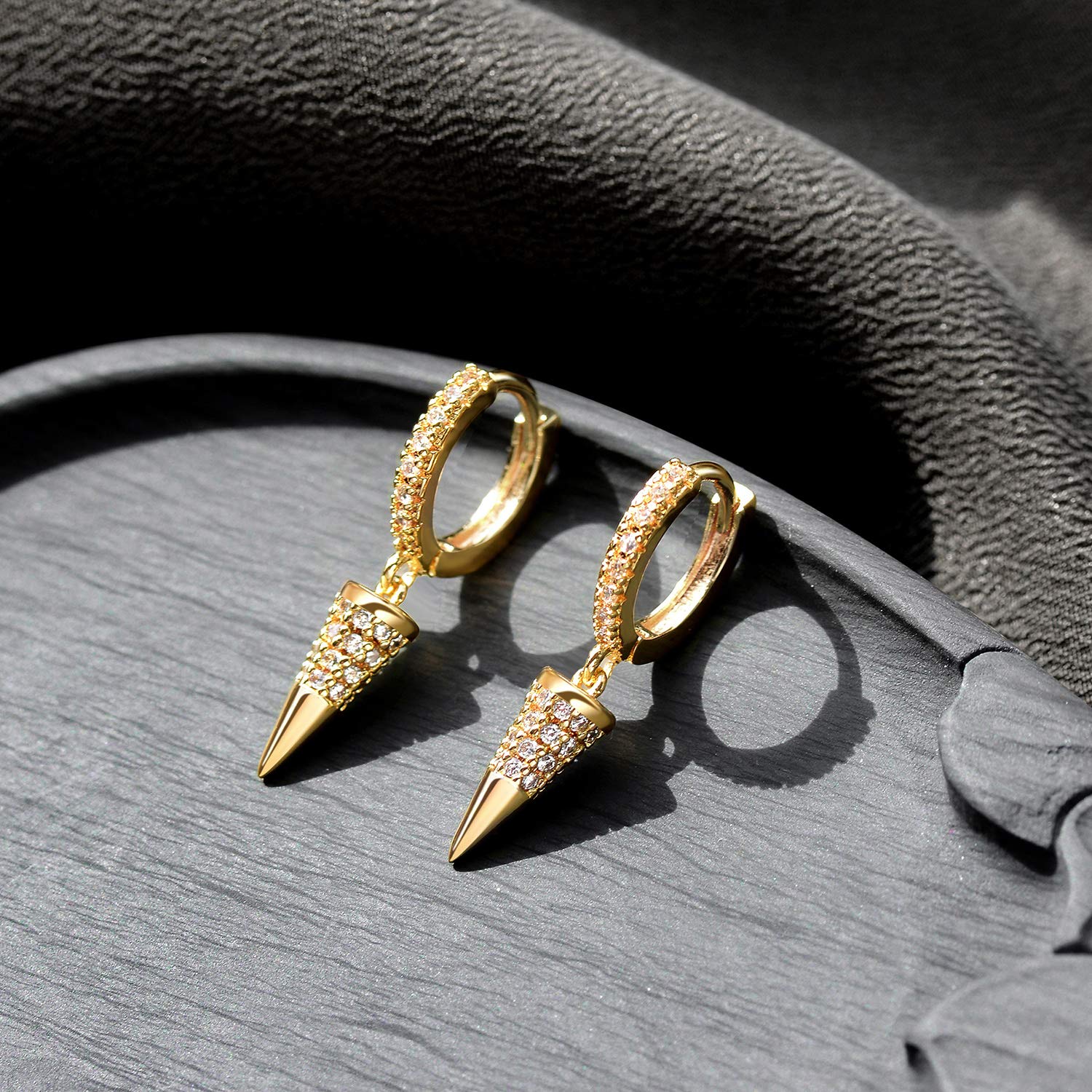 FETTERO Gold Plated Hoop Dangle Earrings for Women - Lightweight Drop Huggie Hoops, Hypoallergenic & Dainty Jewelry | Perfect for Parties, Weddings & Everyday Wear