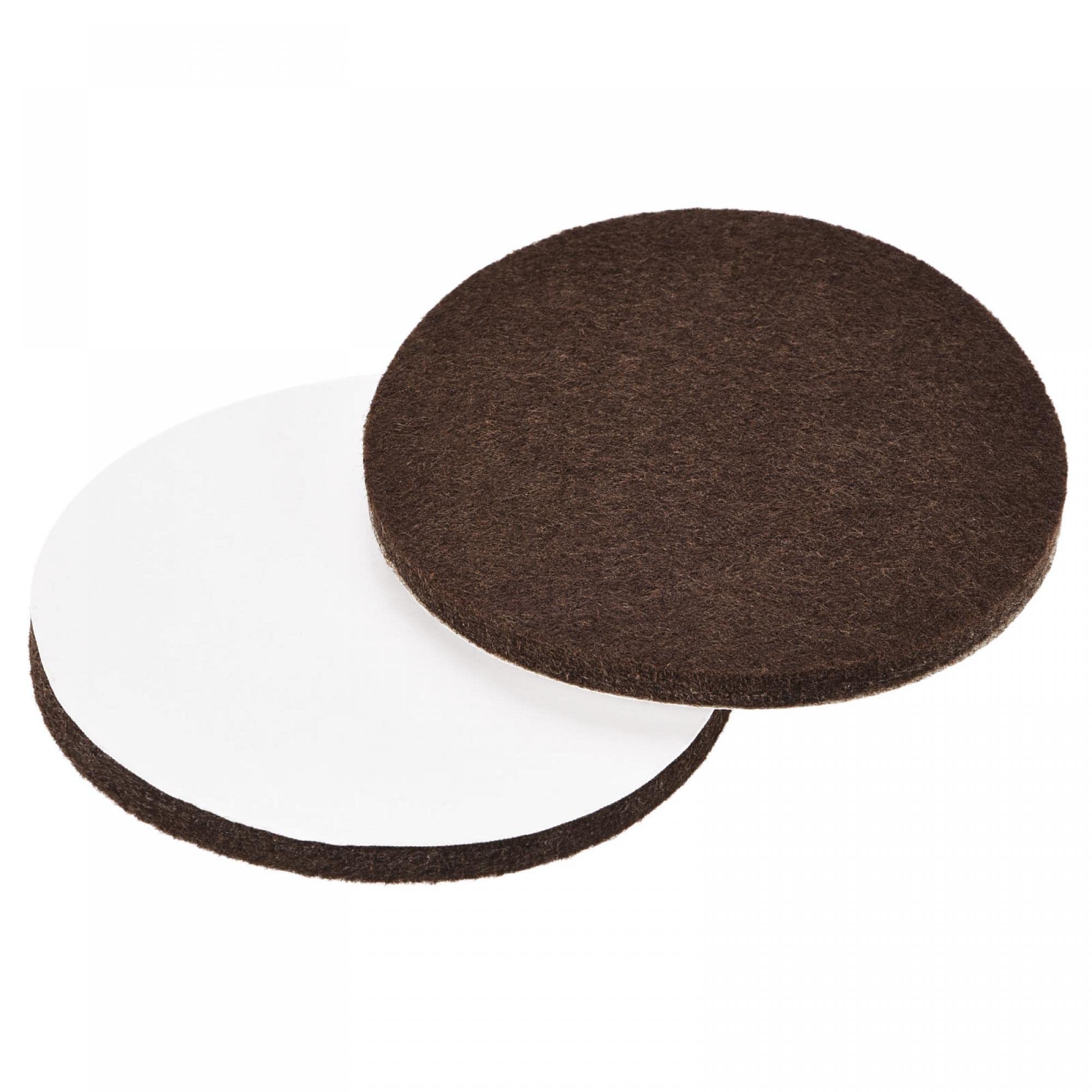 uxcell 75mm Self-Adhesive Felt Furniture Pads - Non-Slip, Anti-Scratch Round Felt Pads for Cabinet, Closet, Chair & Table Legs - Floor Protector Pads (Brown, 4-Pack) - Perfect for Hardwood Floors & Tile Surfaces