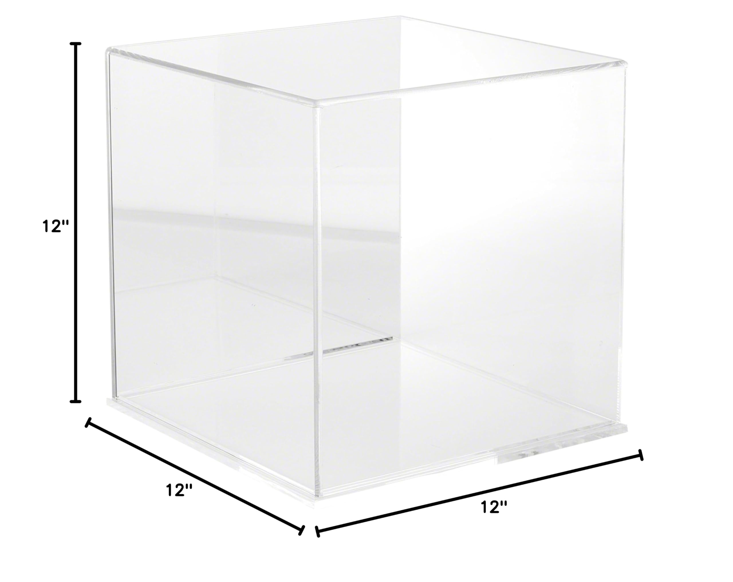 Plymor 12x12x12 Inch Clear Acrylic Display Case with Mirror Back & Base - Perfect for Collectibles, Jewelry, and Retail Product Showcase