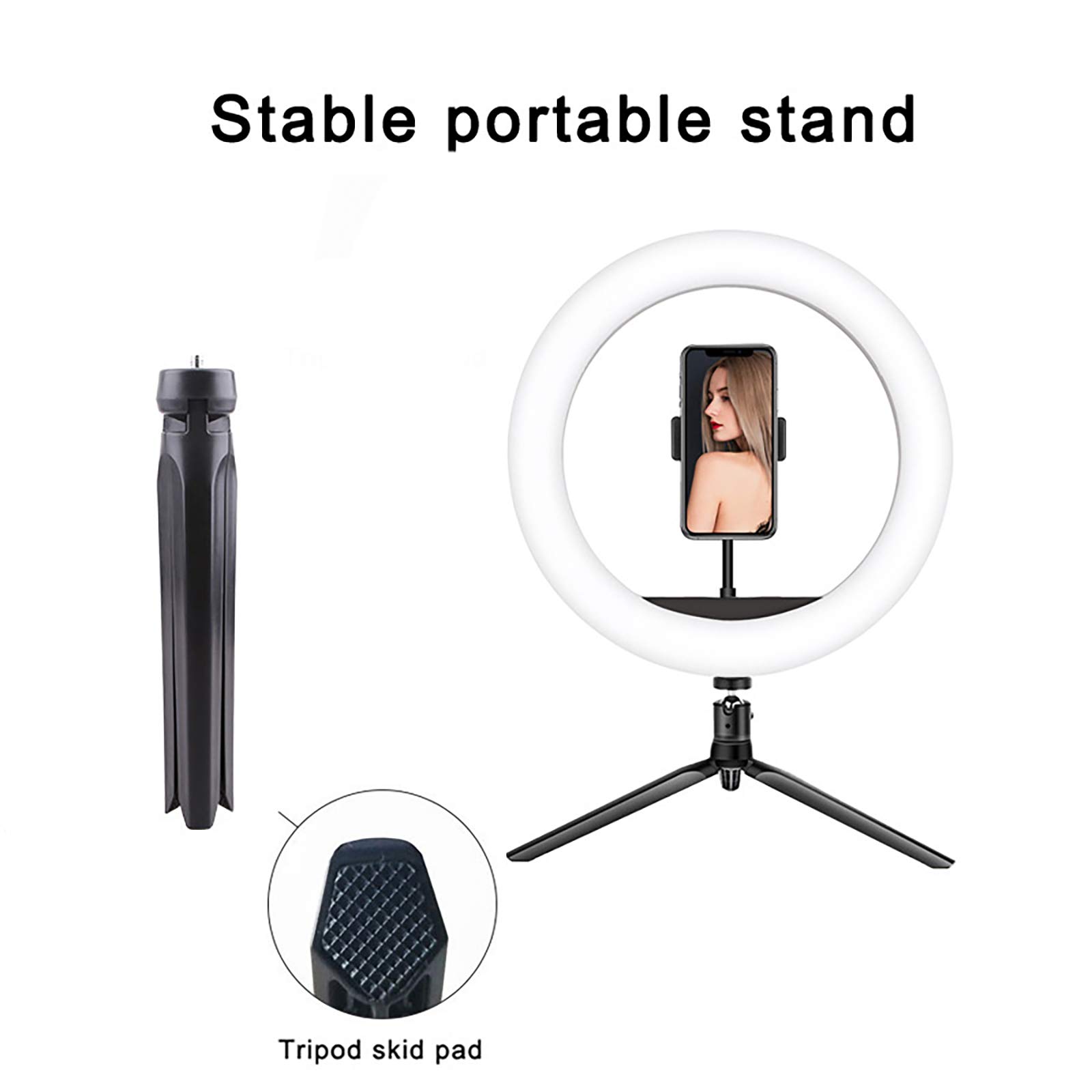 ZXCVASDF 10-inch Selfie Ring Light with Tripod Stand & Phone Holder - Dimmable LED Ring Light with 3 Color Modes & 10 Brightness Levels - Perfect for Live Streaming, Makeup Tutorials, YouTube Videos, TikTok Content Creation and Photography