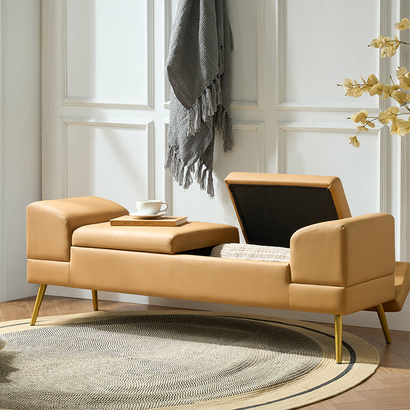Gaston Entryway Bench - Scratch-Resistant Vegan Leather with Built-in USB Charging Port - Perfect for Hallway, Living Room & Bedroom Storage