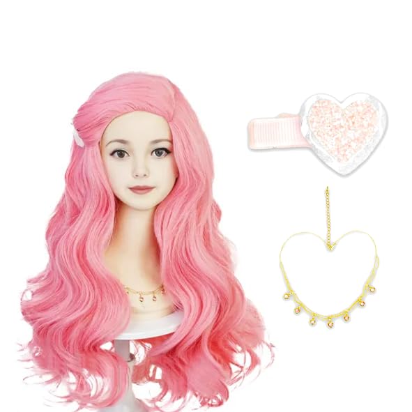 Long Light Pink Wave Wigs for Kid-1