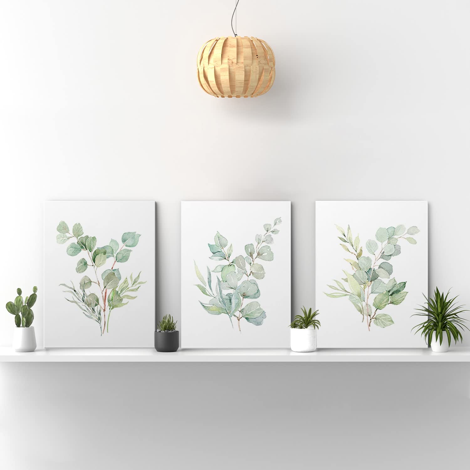 GUBIYU Set of 3 Green Leaves Botanical Wall Art Prints - 24