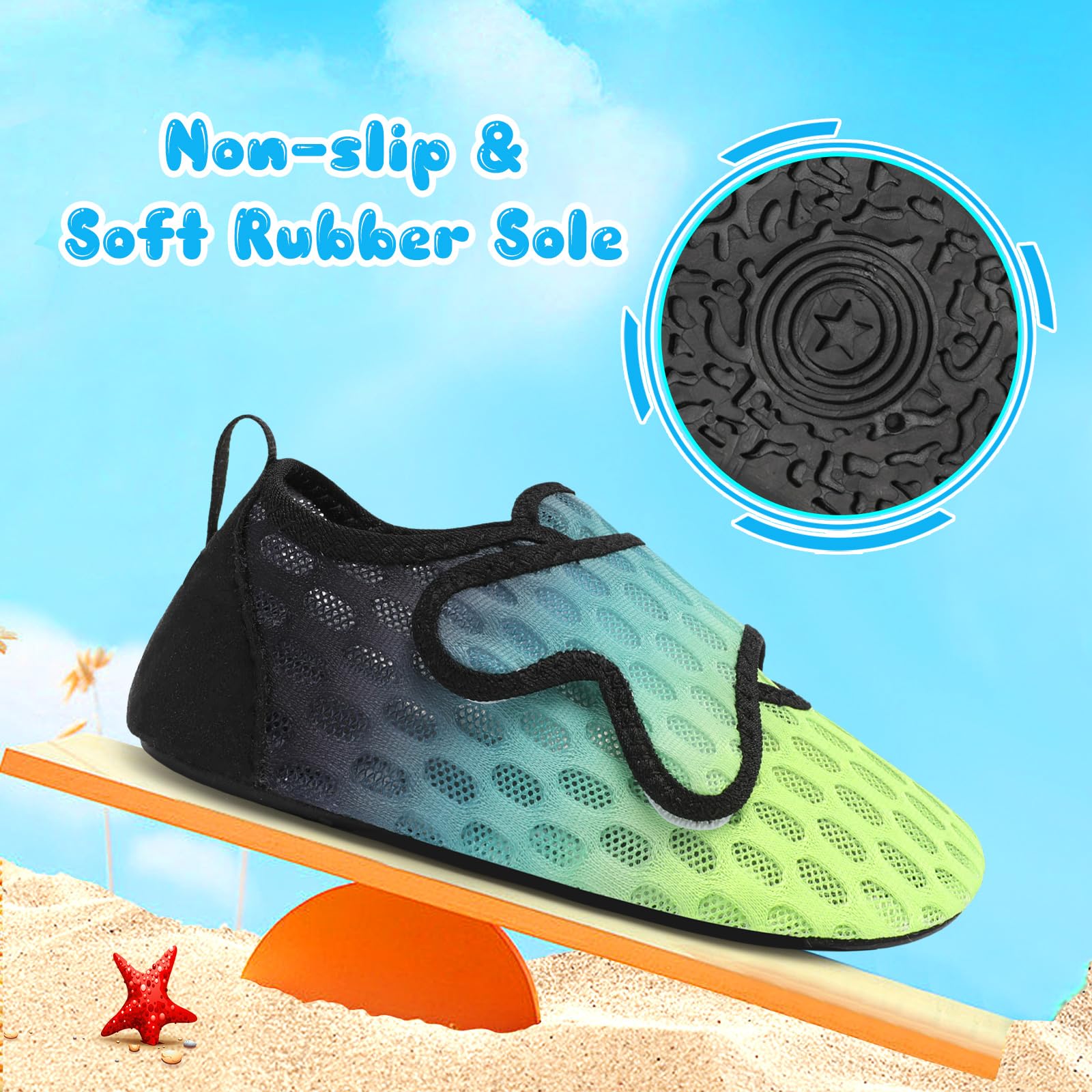 XIHALOOK Toddler Water Shoes for Boys & Girls - Quick Dry Barefoot Aqua Socks for Beach, Pool, and Outdoor Adventures