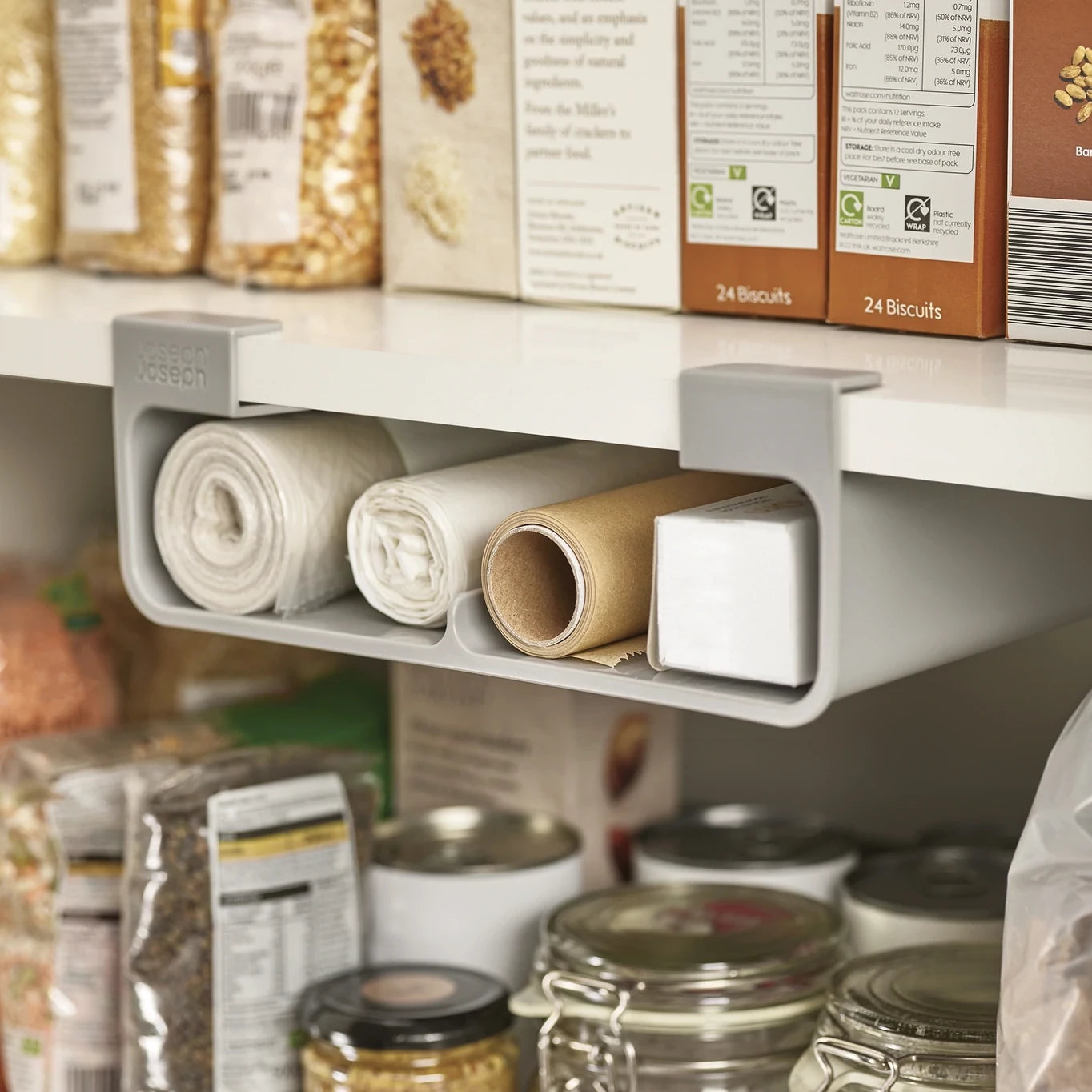 CupboardStore™ Kitchen Film, Foil & Plastic Bag Organizer - Space Saving Storage Solution for Food Wrap, Aluminum Foil & Ziploc Bags | Perfect for Pantry, Cabinet & Drawer Organization