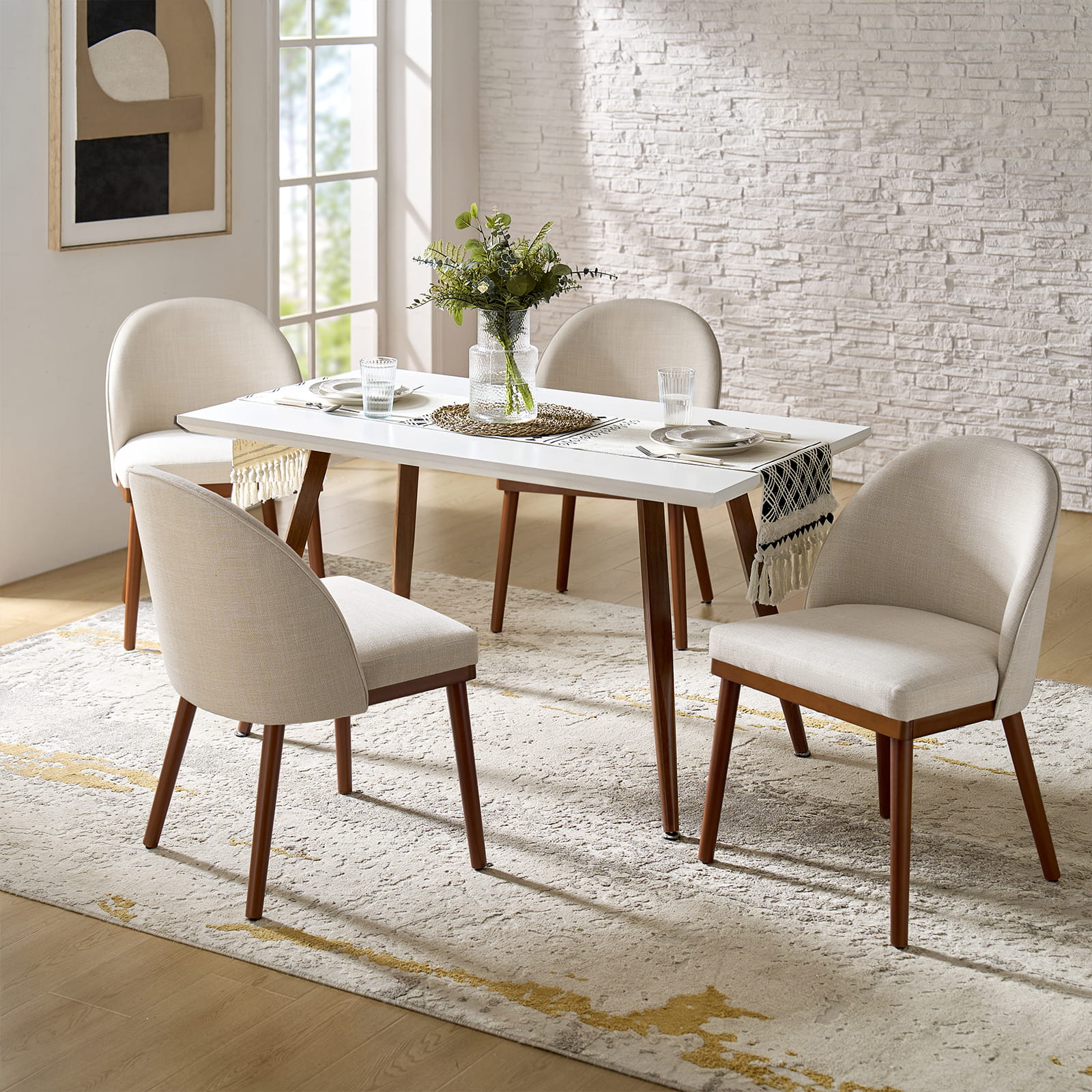 Serta Upholstered Dining Chairs with Solid Wood Legs - Comfortable Modern Kitchen & Dining Room Seating (Set of 2/4/6) for Home, Restaurant, or Office Use