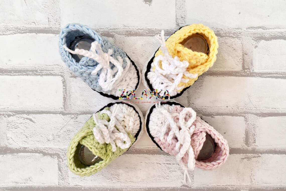 Soft Crochet Baby Sneakers for Boys & Girls 0-12 Months - Handmade Unisex Infant Shoes for First Steps, Photo Shoots & Special Occasions