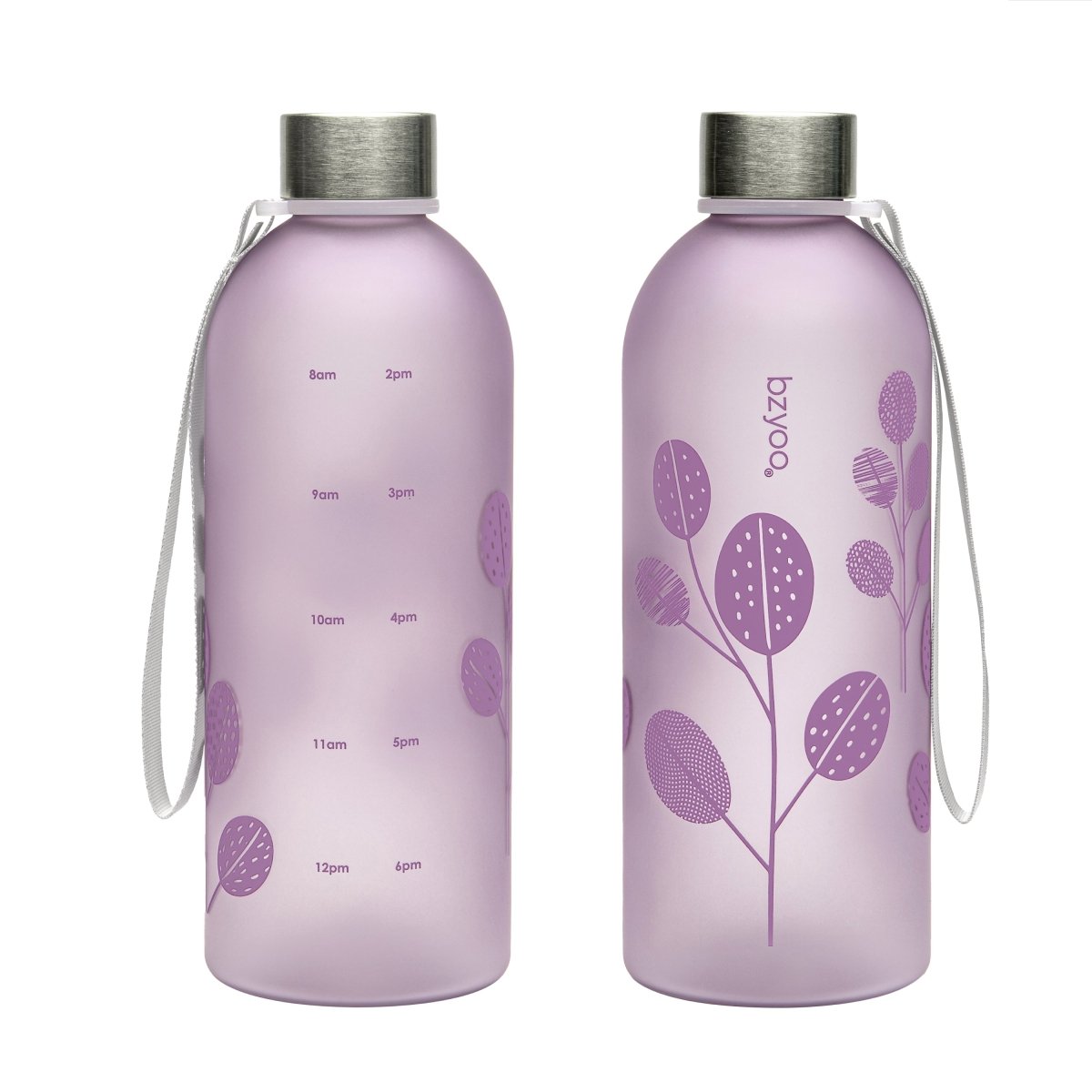 32oz Time Marker Tritan Water Bottle with Carrying Strap - Leaf Purple | BPA-Free Leakproof Water Bottle for Gym, Hiking & Outdoor Activities
