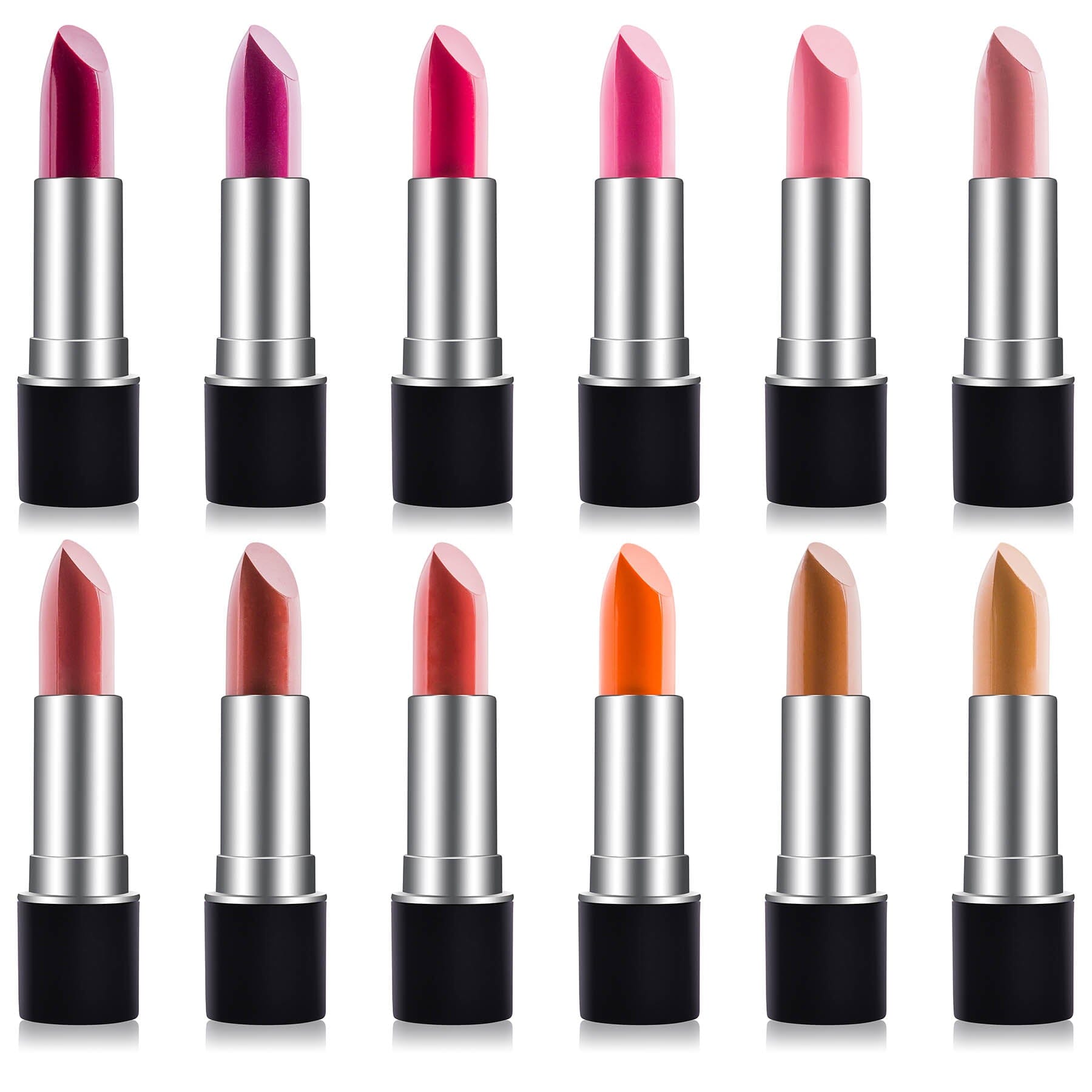 12 Colors Long Lasting Moisturizing Lipstick Set - Slick & Shine Lip Gloss for Day & Night Wear, Parties, Dating & Everyday Makeup