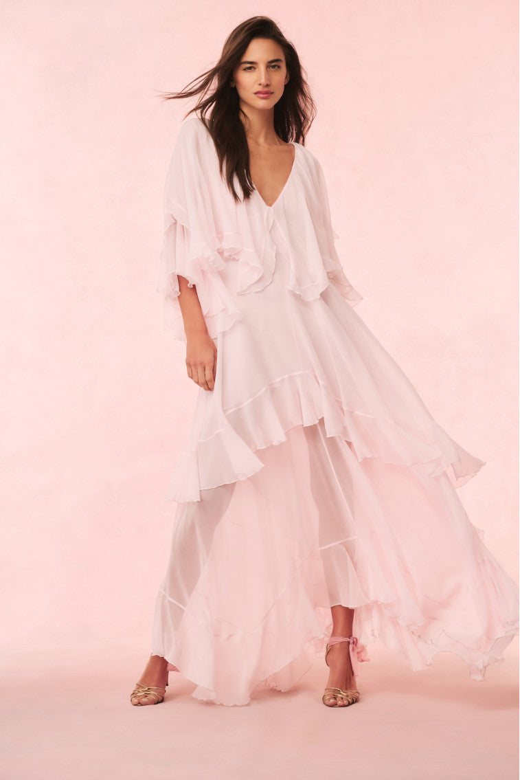Collia Silk Maxi Dress for Women - Elegant Long Flowy Dress in Pale Pink | Perfect for Weddings, Parties & Summer Vacations