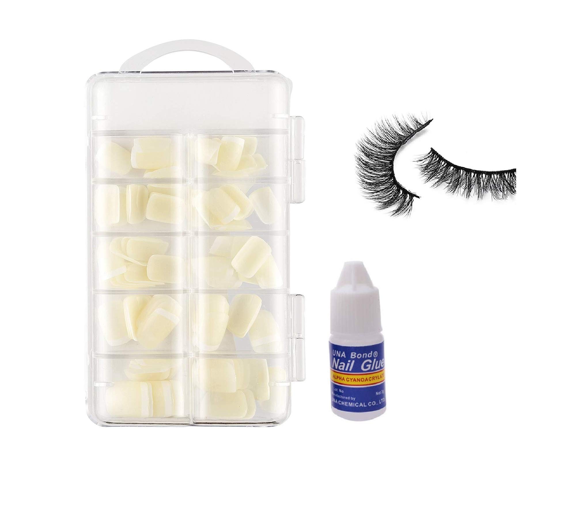 Premium Metallic False Nails Set - 20pcs Artificial Nails with Strong Nail Glue & Bonus Eyelash Pair | Elegant Manicure for Parties, Weddings, Special Occasions & Everyday Glam