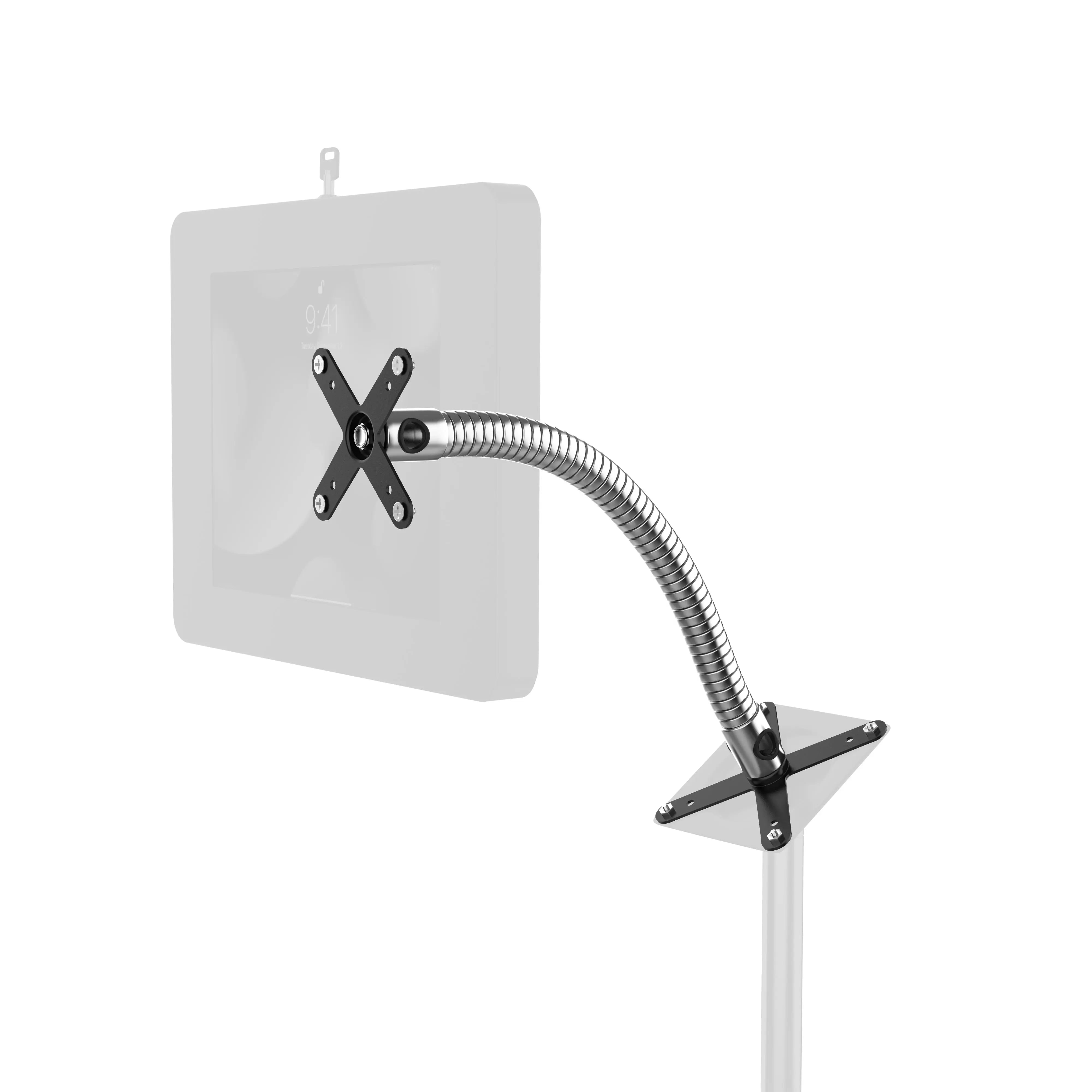 Heavy Duty Security Gooseneck Mount with Dual VESA Plates - Sturdy Monitor Arm for Office, Home, and Commercial Use - Perfect for Dual Screen Setup and Enhanced Workspace Security