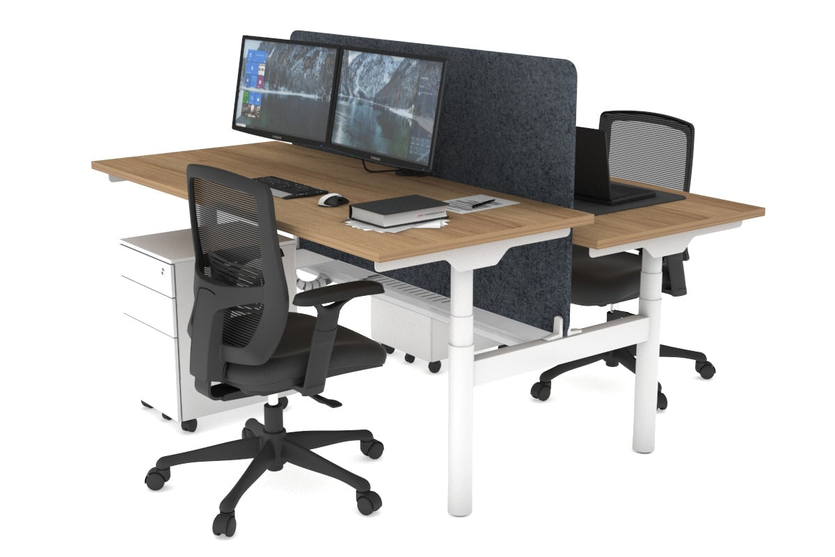 Flexi Premium Height Adjustable 2-Person H Bench Workstation - White Frame [1800L x 700W] - Ideal for Office, Home Workspace & Collaborative Environments