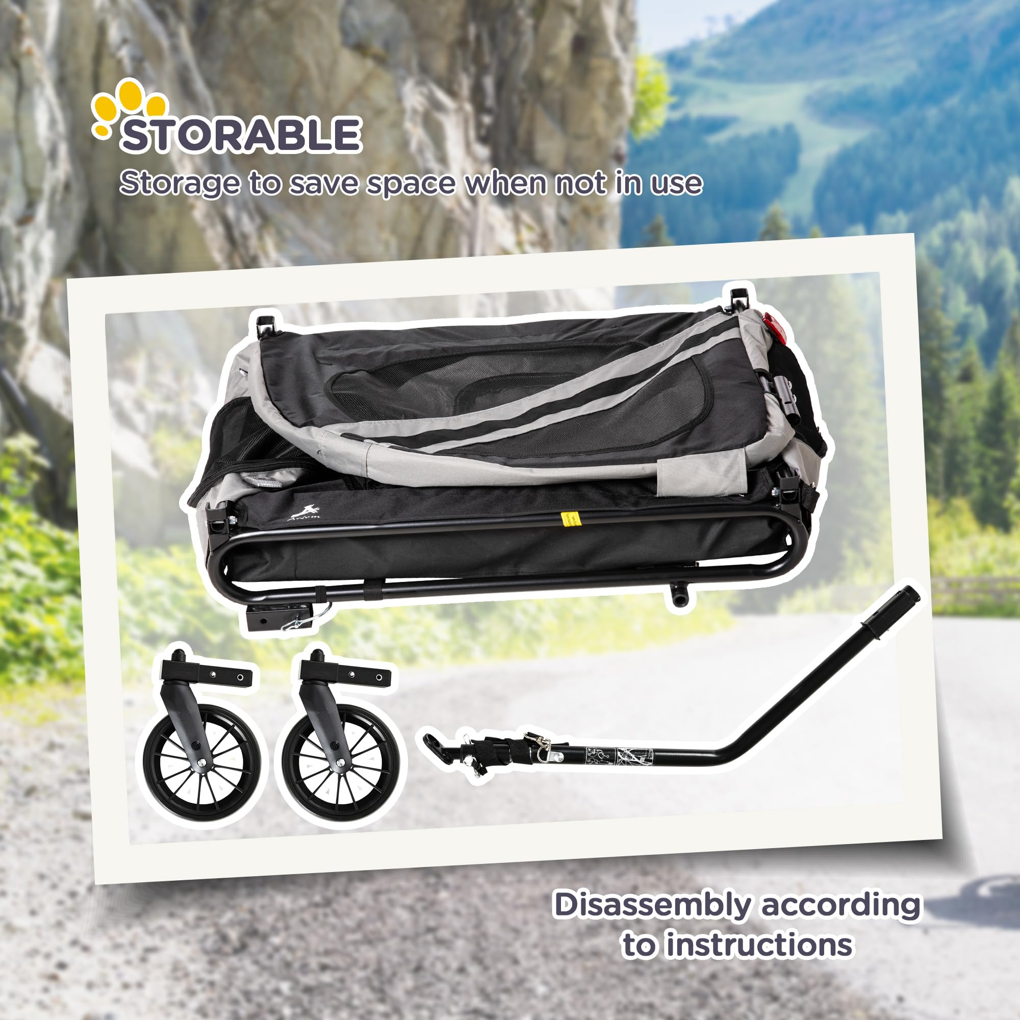 Aosom 2-in-1 Pet Bike Trailer for Small Dogs & Cats - High Visibility Bicycle Stroller with Weatherproof Cover - Convertible Bike Wagon & Sidecar Attachment for Outdoor Adventures, Park Visits & Daily Commutes