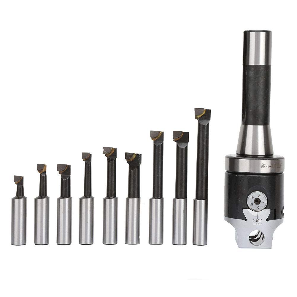 13Pcs Boring Head Set with R8 Boring Bars - High Carbon Steel Milling Machine Accessories for CNC Lathe Processing | Perfect for Metalworking, Woodworking & Precision Drilling Operations