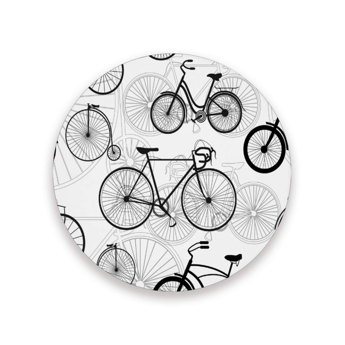 Nander Absorbent Stone Drink Coasters Set of 4 - Bicycle Bike Print Bar Coasters for Coffee, Beer, Wine & Cocktails - Perfect for Home, Office & Pub Use