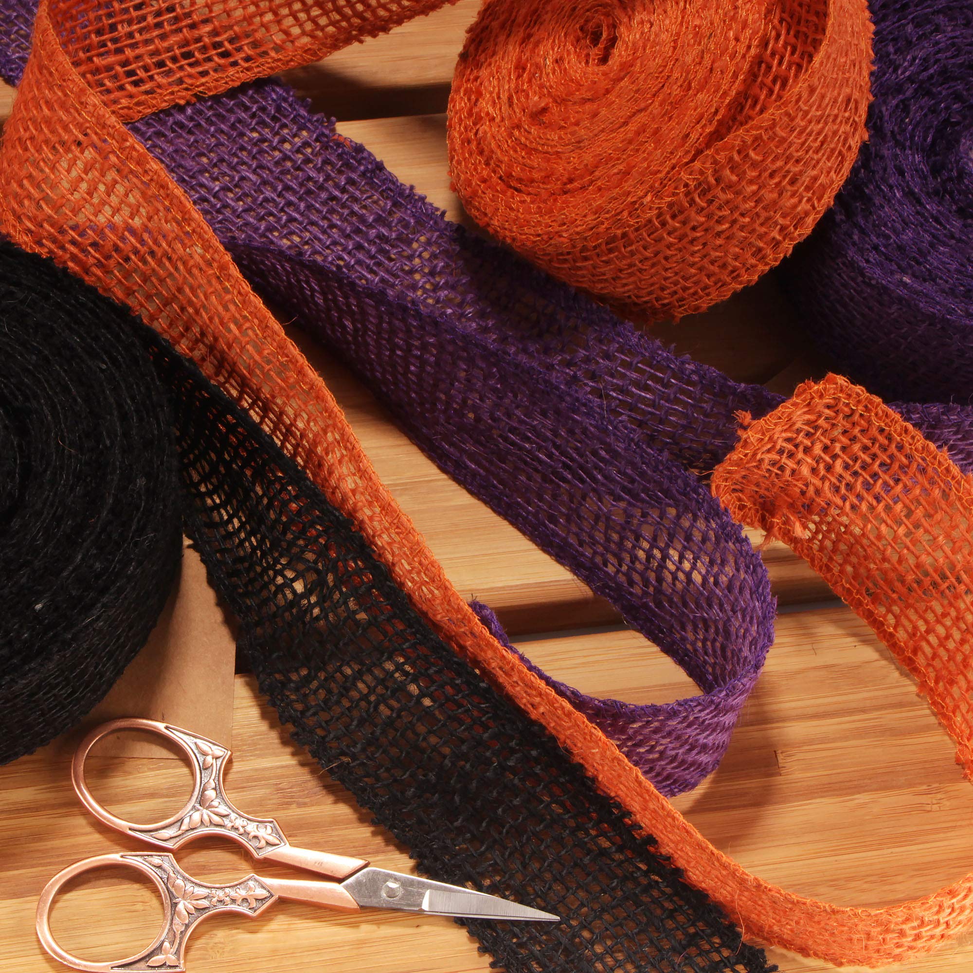 JubileeYarn 1.5 Inch Wide 10 Yard Pumpkin Burlap Fabric Ribbon Roll - 60 Pieces Bulk Pack for Fall Crafts, DIY Home Decor, Gift Wrapping & Seasonal Party Decorations