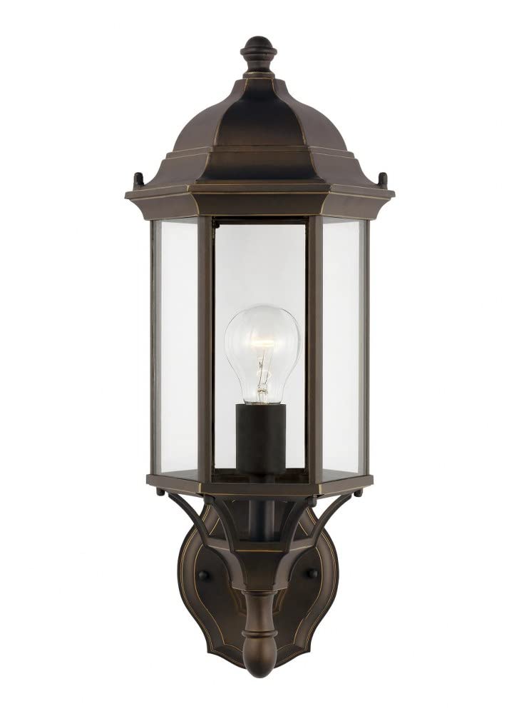 Black Outdoor Wall Lantern with Incandescent Lighting - Traditional Medium-Sized 1-Light Fixture for Porch, Patio & Garden Decor - Model 73-Bel-4169699
