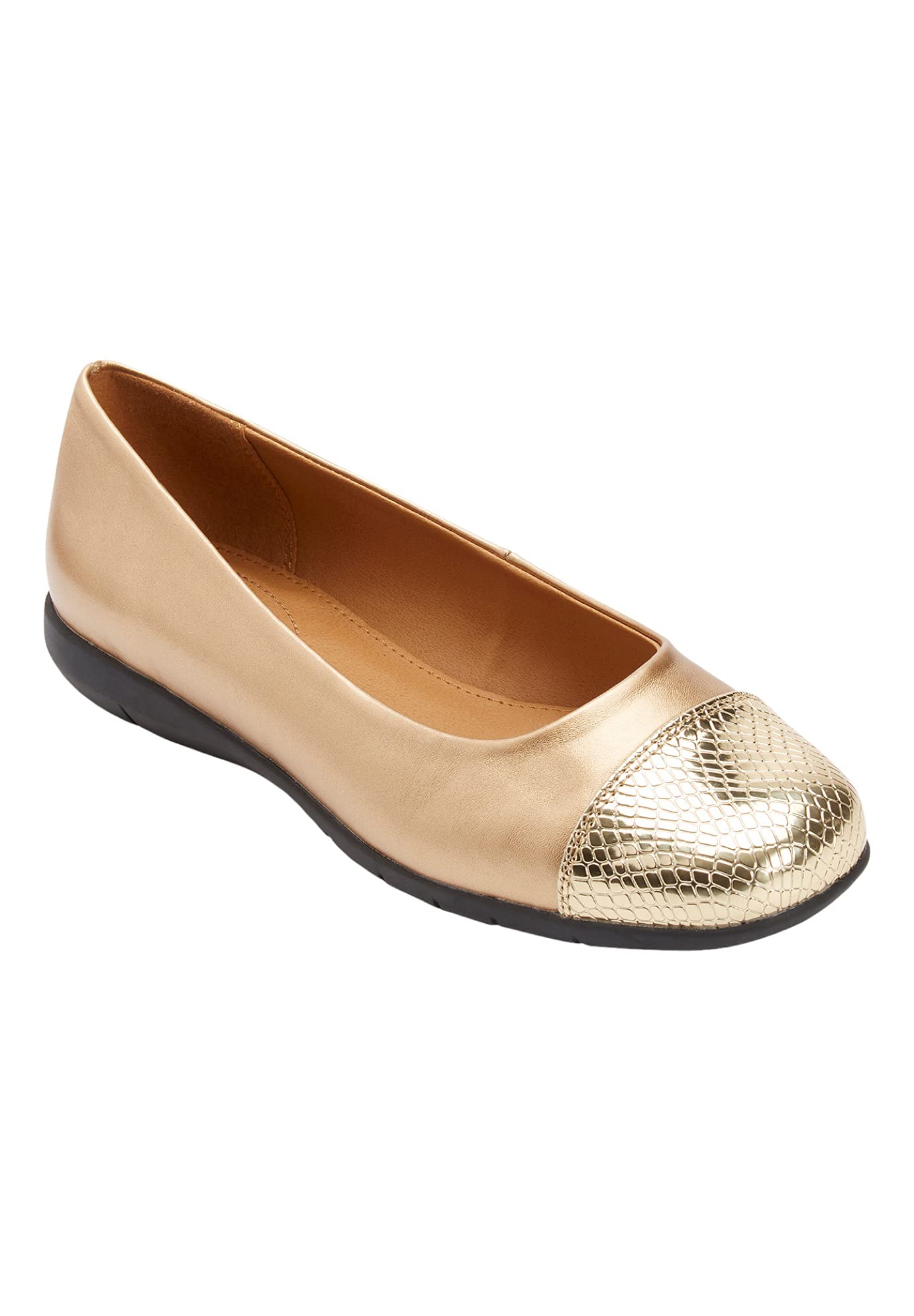 Comfortview Women's Wide Width The Fay Flat - Comfortable Slip-On Shoes for Work, Travel & Everyday Wear