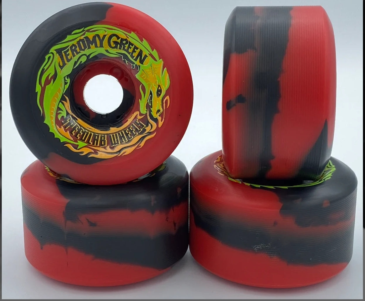 Speedlab JEROMY GREEN 59mm 99a Skateboard Wheels - Red Black Swirl - High Performance Wheels for Street Skating & Park Riding