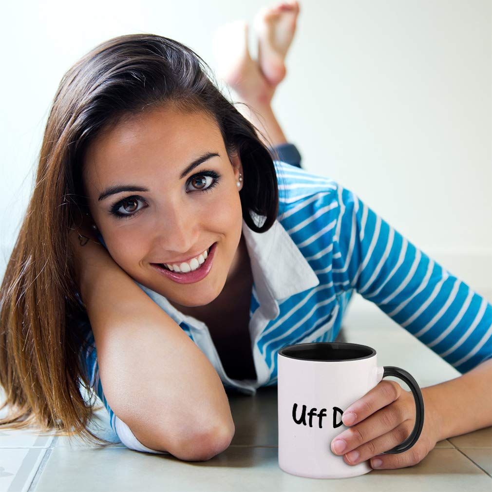 Uff Da Ceramic Mug - Black Coffee Cup with Stylish Print | Perfect for Coffee, Tea & Hot Drinks at Home or Office